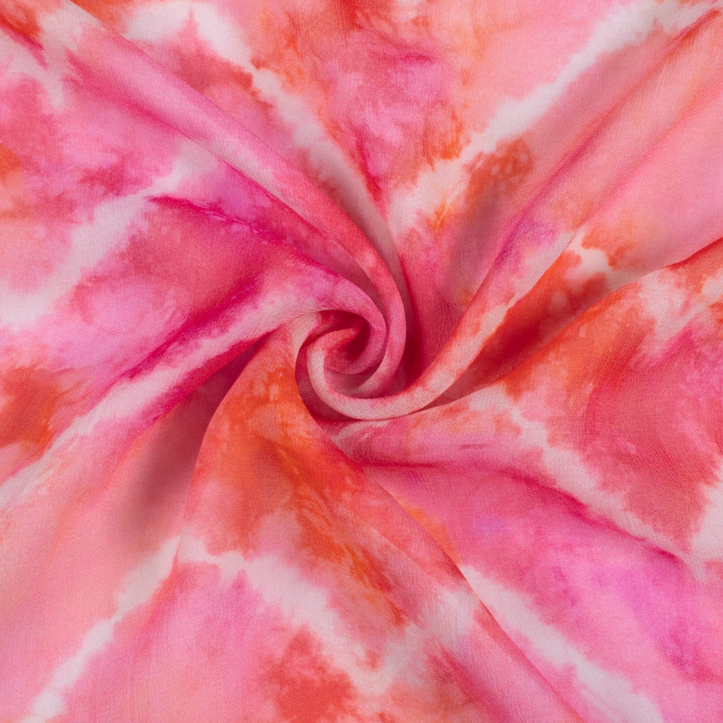 Taffy Pink And Orange Tye And Dye Pattern Digital Print Pure Georgette Fabric