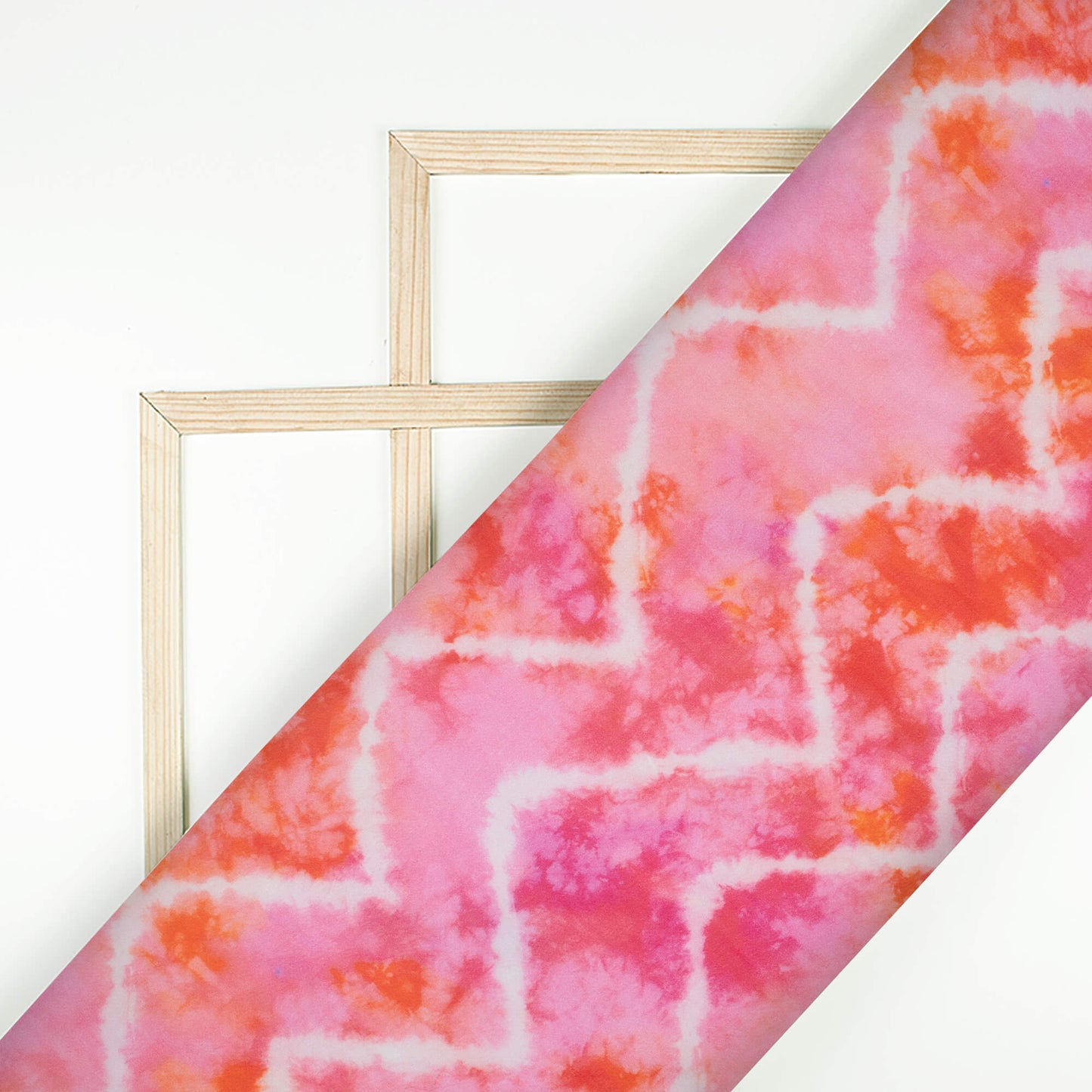 Taffy Pink And Orange Tye And Dye Pattern Digital Print Pure Georgette Fabric