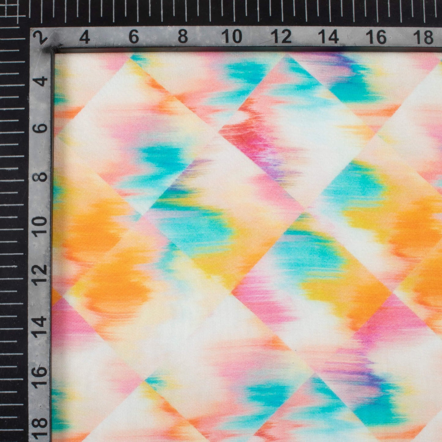 Turquoise And Pink Abstract Pattern Digital Print Pure Georgette Fabric