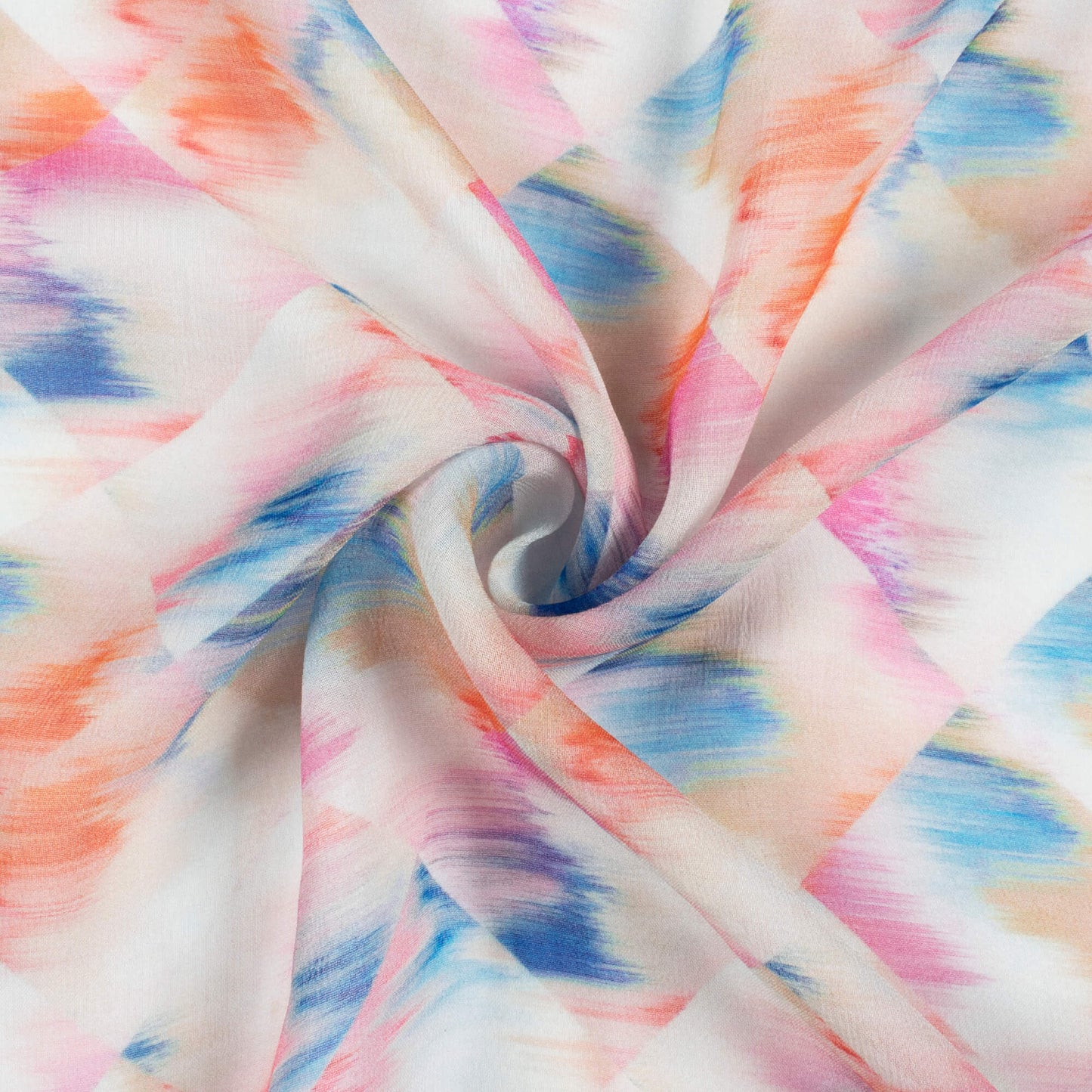 Carnation Pink And Navy Blue Abstract Pattern Digital Print Pure Georgette Fabric