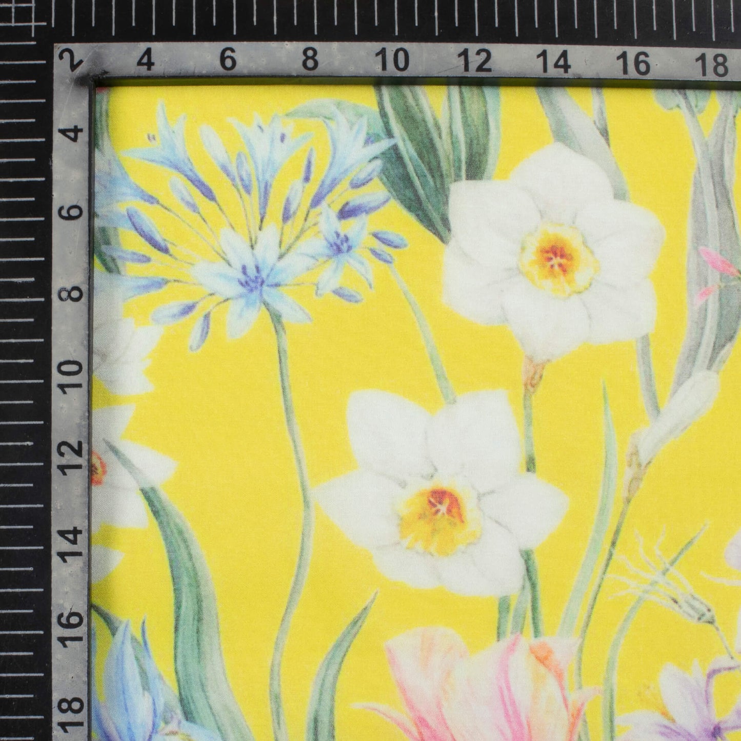 Canary Yellow And Pink Floral Pattern Digital Print Pure Georgette Fabric