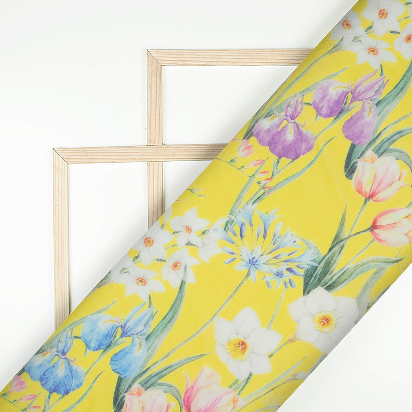Canary Yellow And Pink Floral Pattern Digital Print Pure Georgette Fabric
