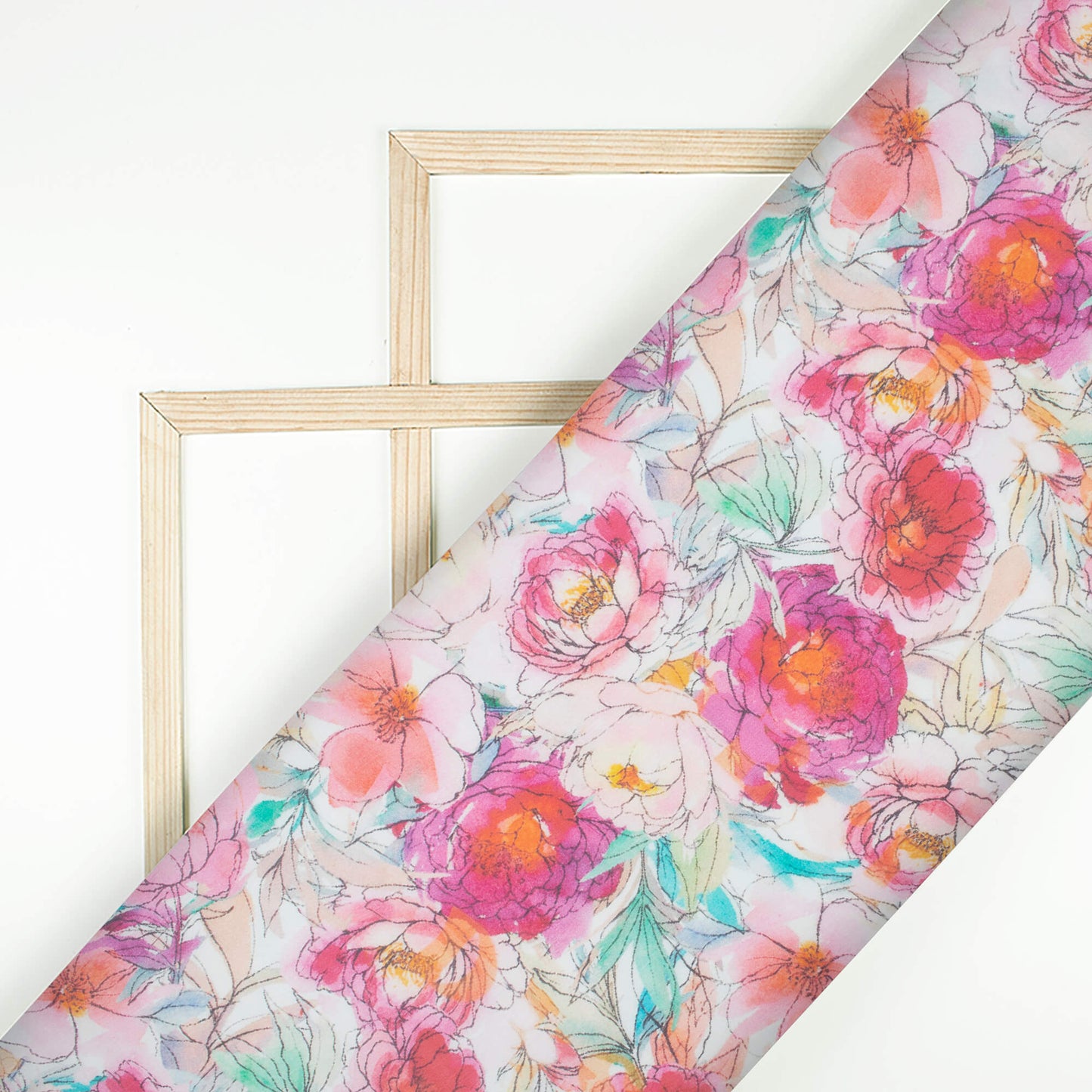 Baby Pink And Mauve Purple Floral Pattern Digital Print Pure Georgette Fabric