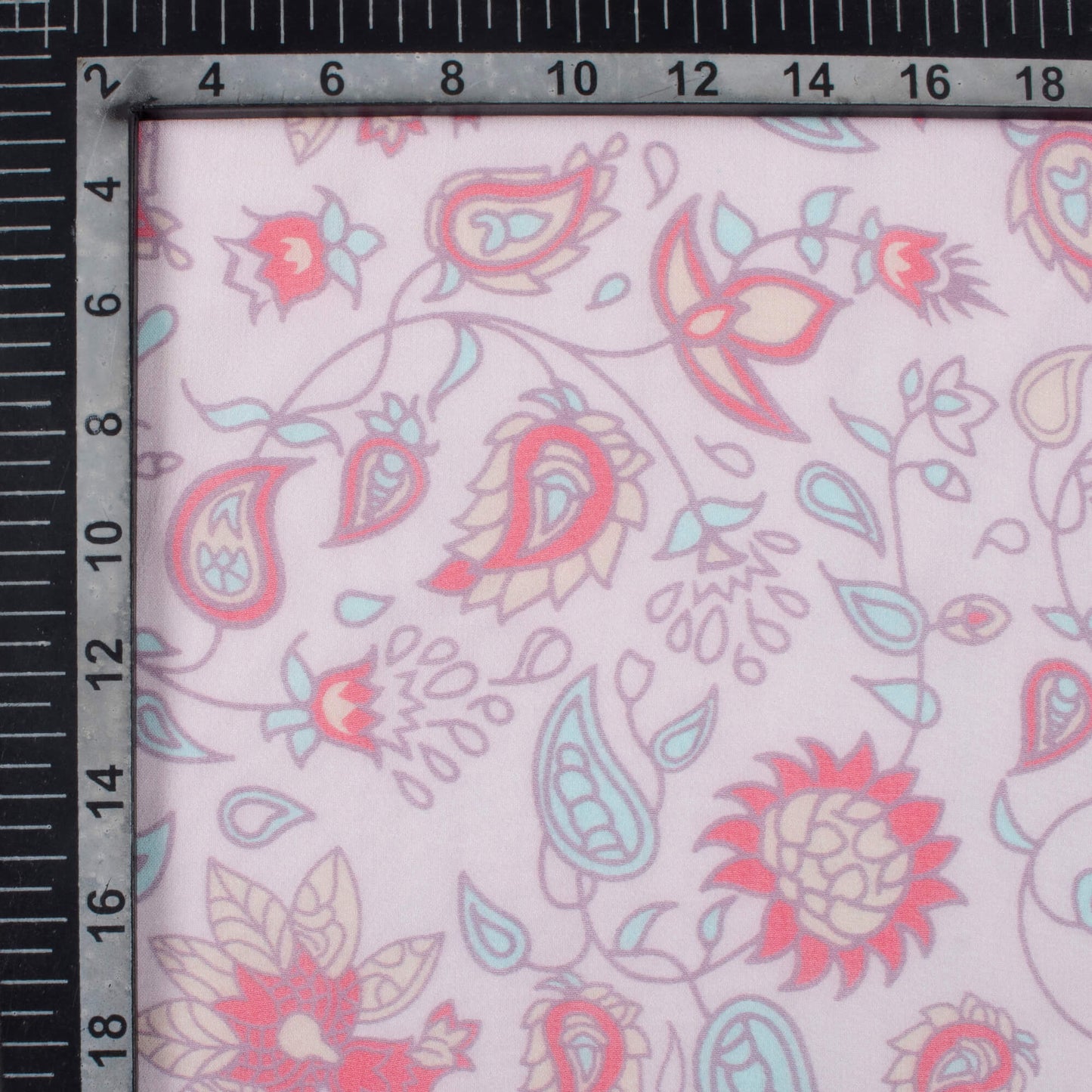 Blush Pink and Red Floral Pattern Digital Print Pure Georgette Fabric