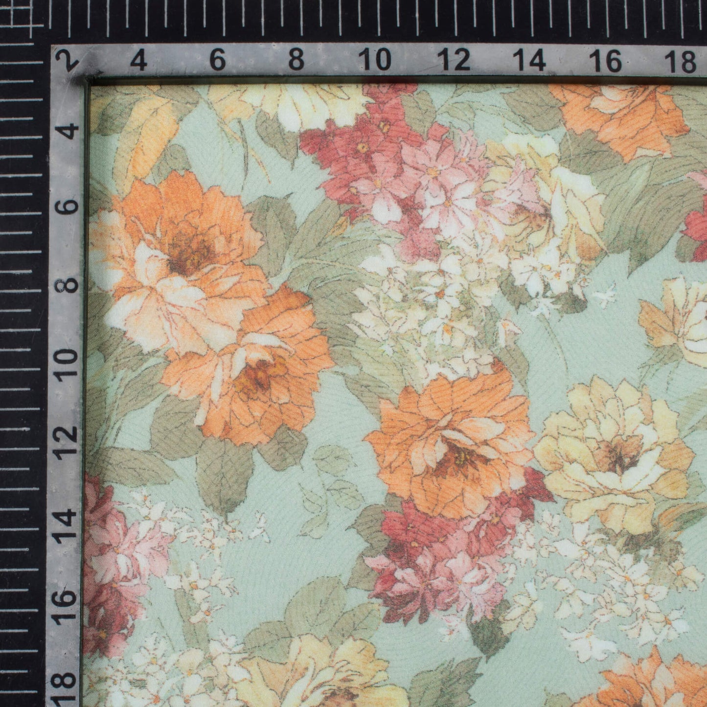 Laurel Green And Cream Floral Pattern Digital Print Pure Georgette Fabric