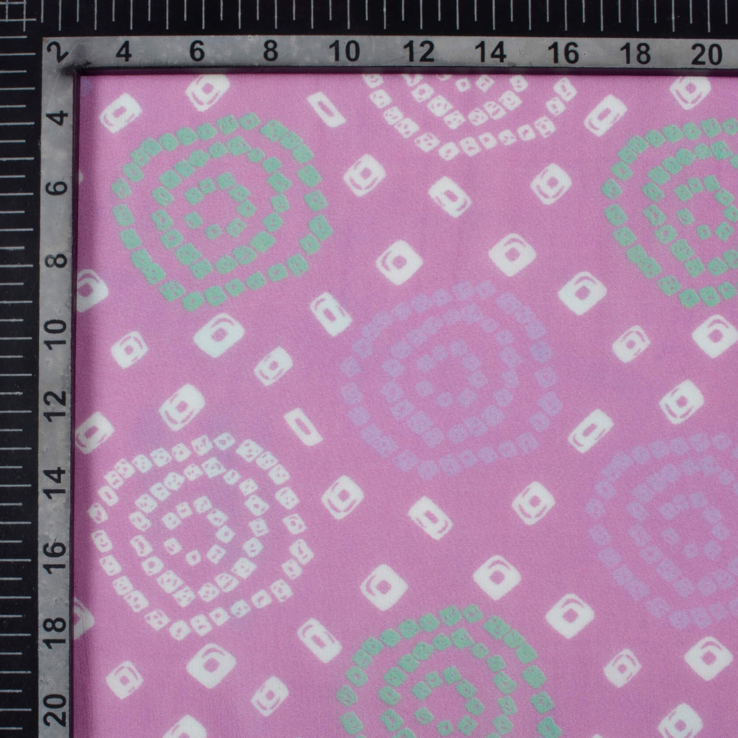 Lilac Purple And White Bandhanii Pattern Digital Print Pure Georgette Fabric