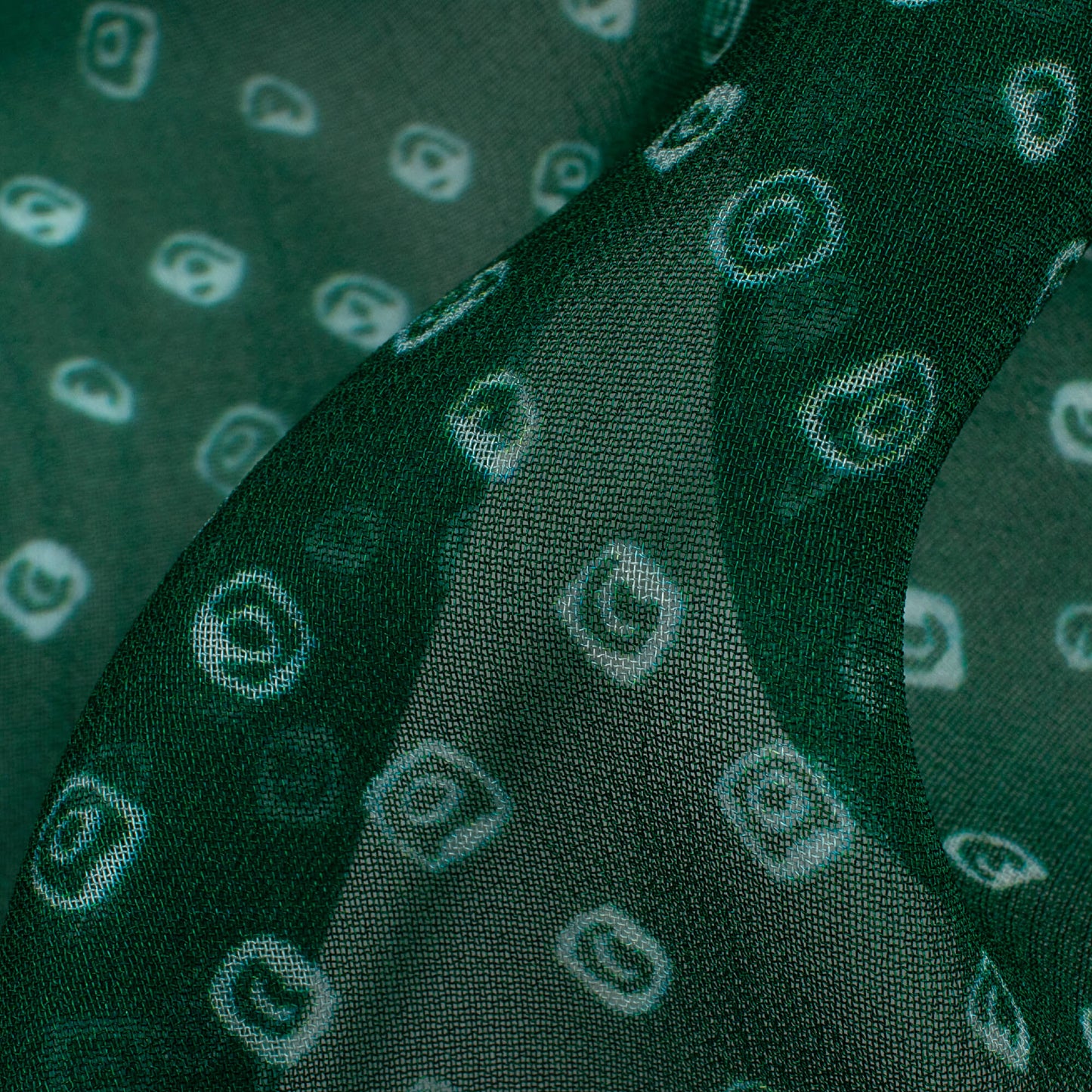 Sacramento Green And White Bandhanii Pattern Digital Print Pure Georgette Fabric