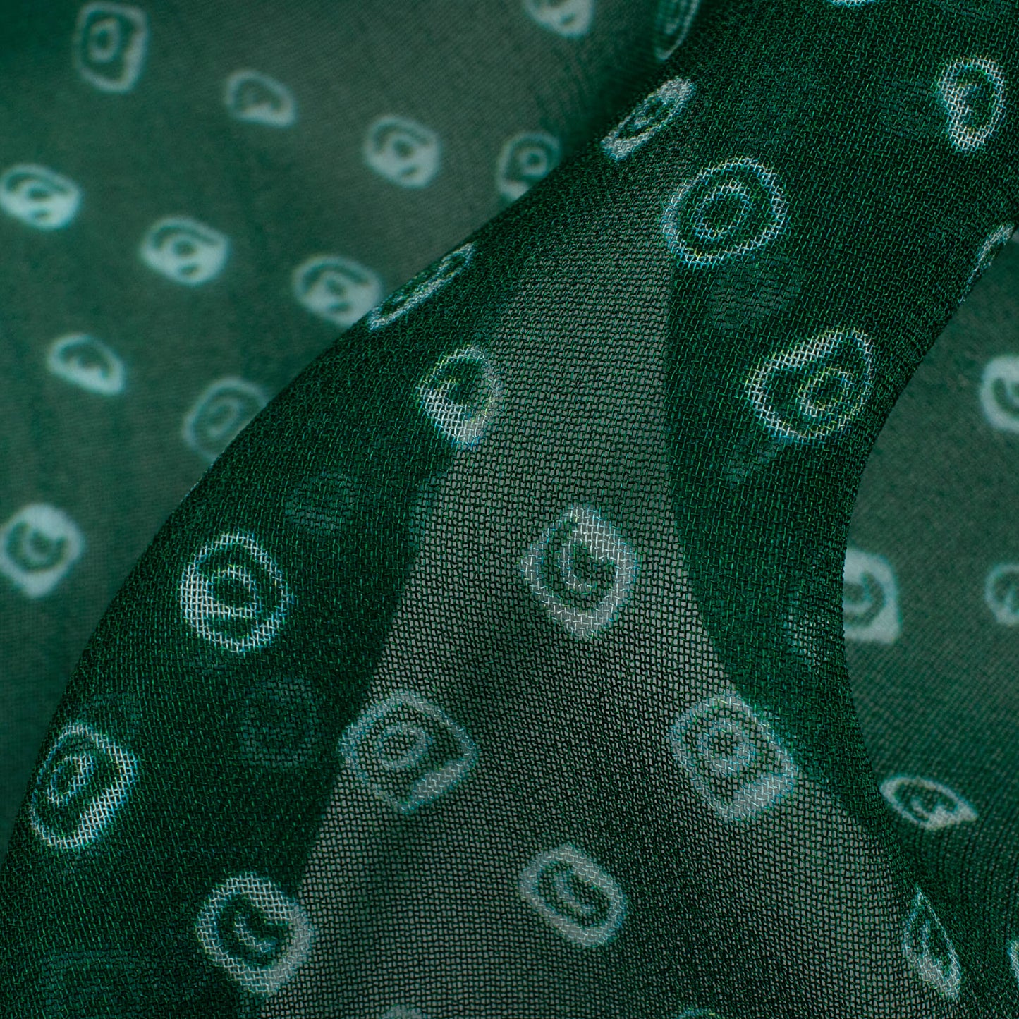 Sacramento Green And White Bandhani Pattern Digital Print Pure Georgette Fabric