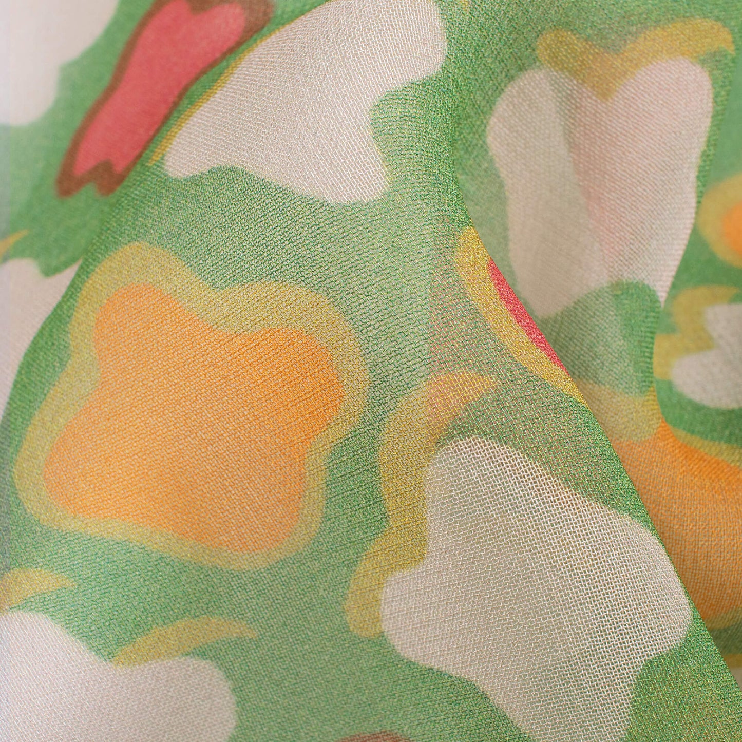 Sage Green And Deep Pink Geometric Pattern Digital Print Pure Georgette Fabric