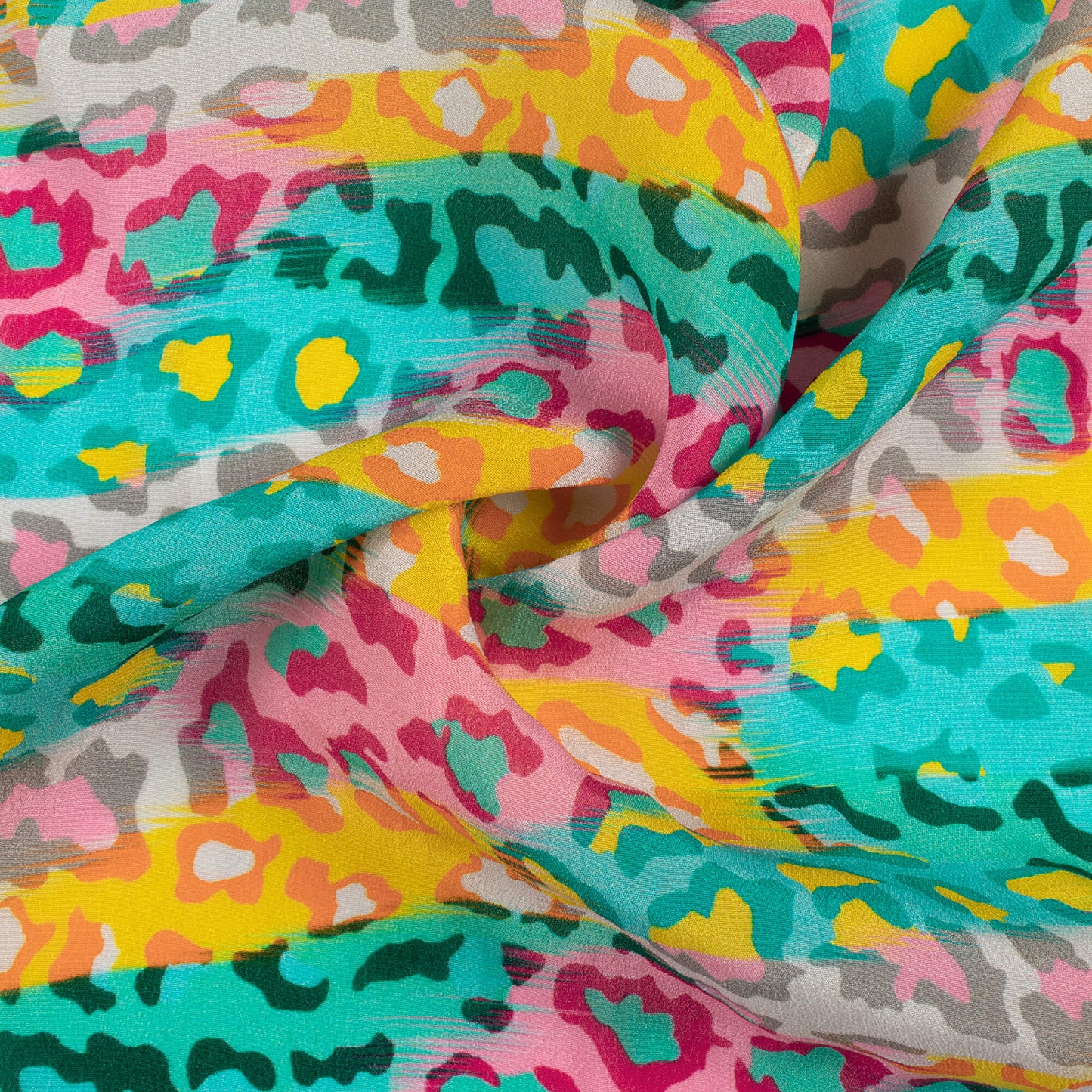Multi-Color Animal Pattern Digital Print Viscose Natural Crepe Fabric