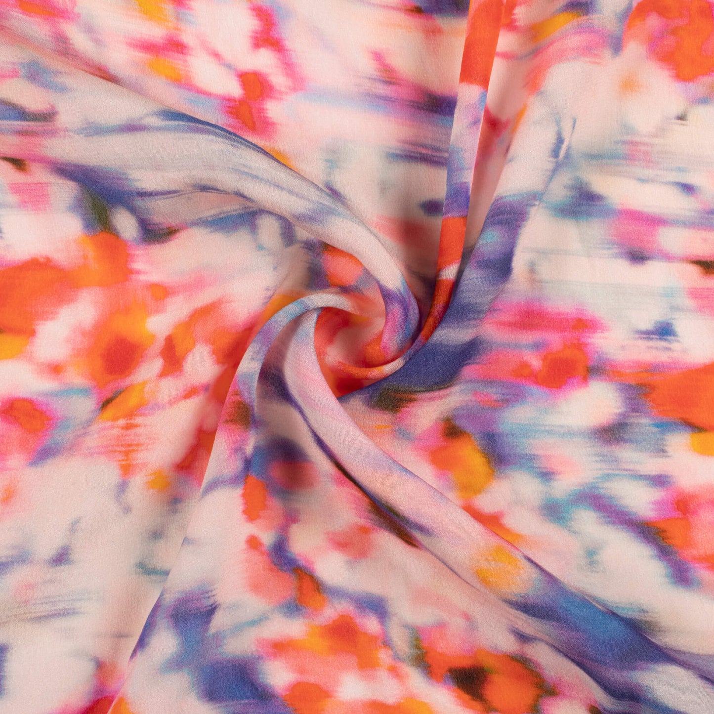 Red And Berry Blue Tye And Dye Pattern Digital Print Viscose Natural Crepe Fabric