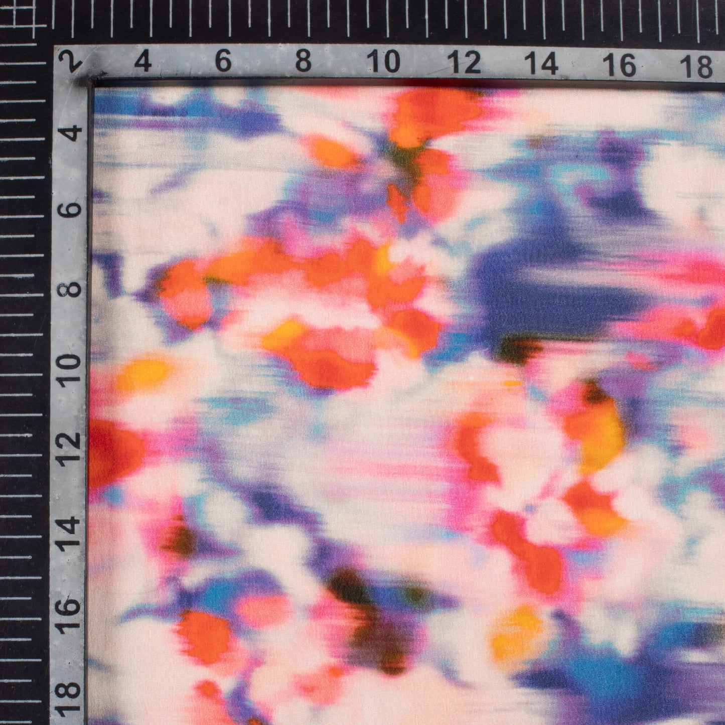 Red And Berry Blue Tye And Dye Pattern Digital Print Viscose Natural Crepe Fabric