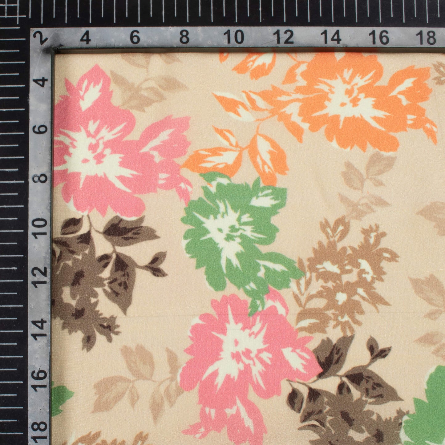 Artichock Green And Thulian Pink Floral Pattern Digital Print Viscose Natural Crepe Fabric