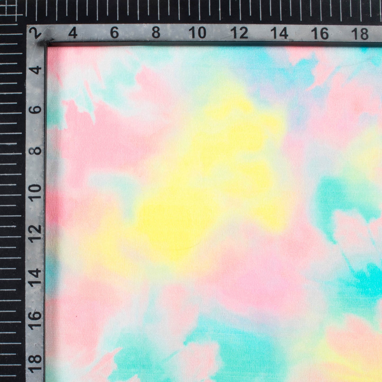 Lemon Yellow And Salmon Pink Tye And Dye Pattern Digital Print Viscose Natural Crepe Fabric