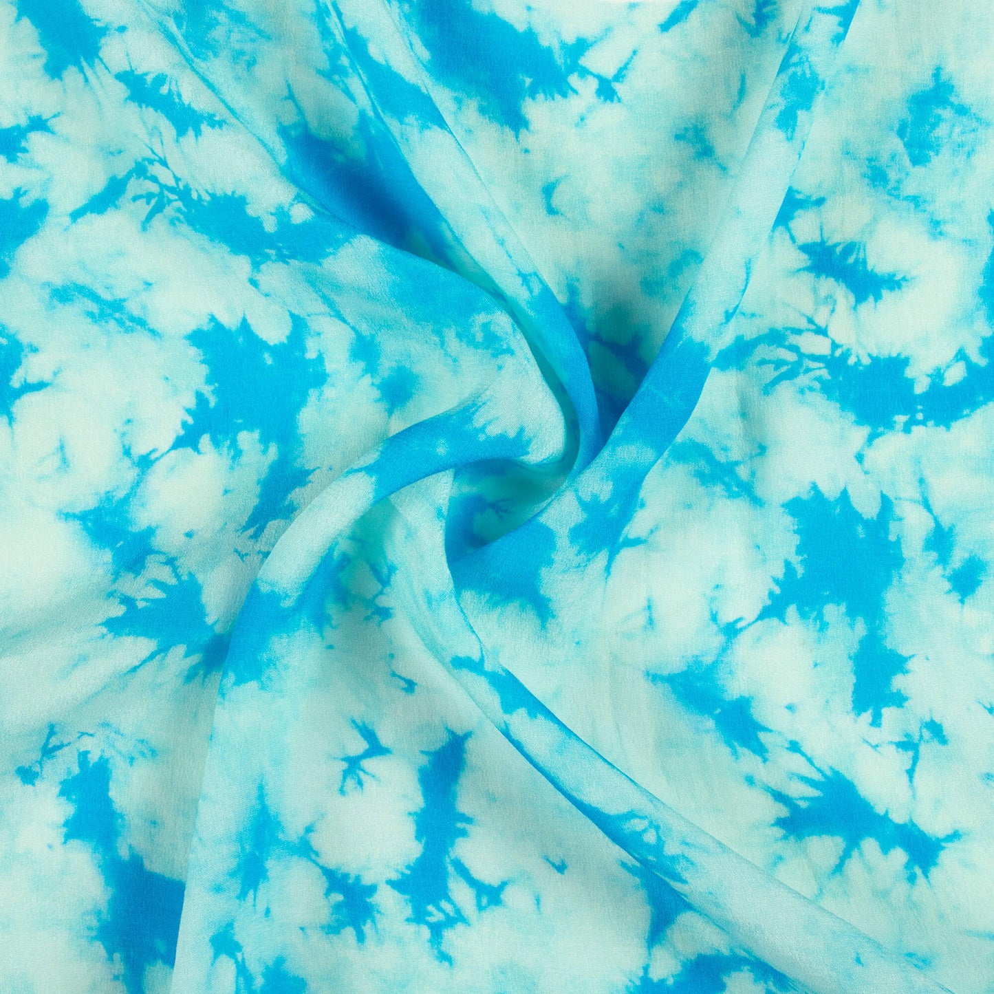 Olympic Blue Tye And Dye Pattern Digital Print Viscose Natural Crepe Fabric