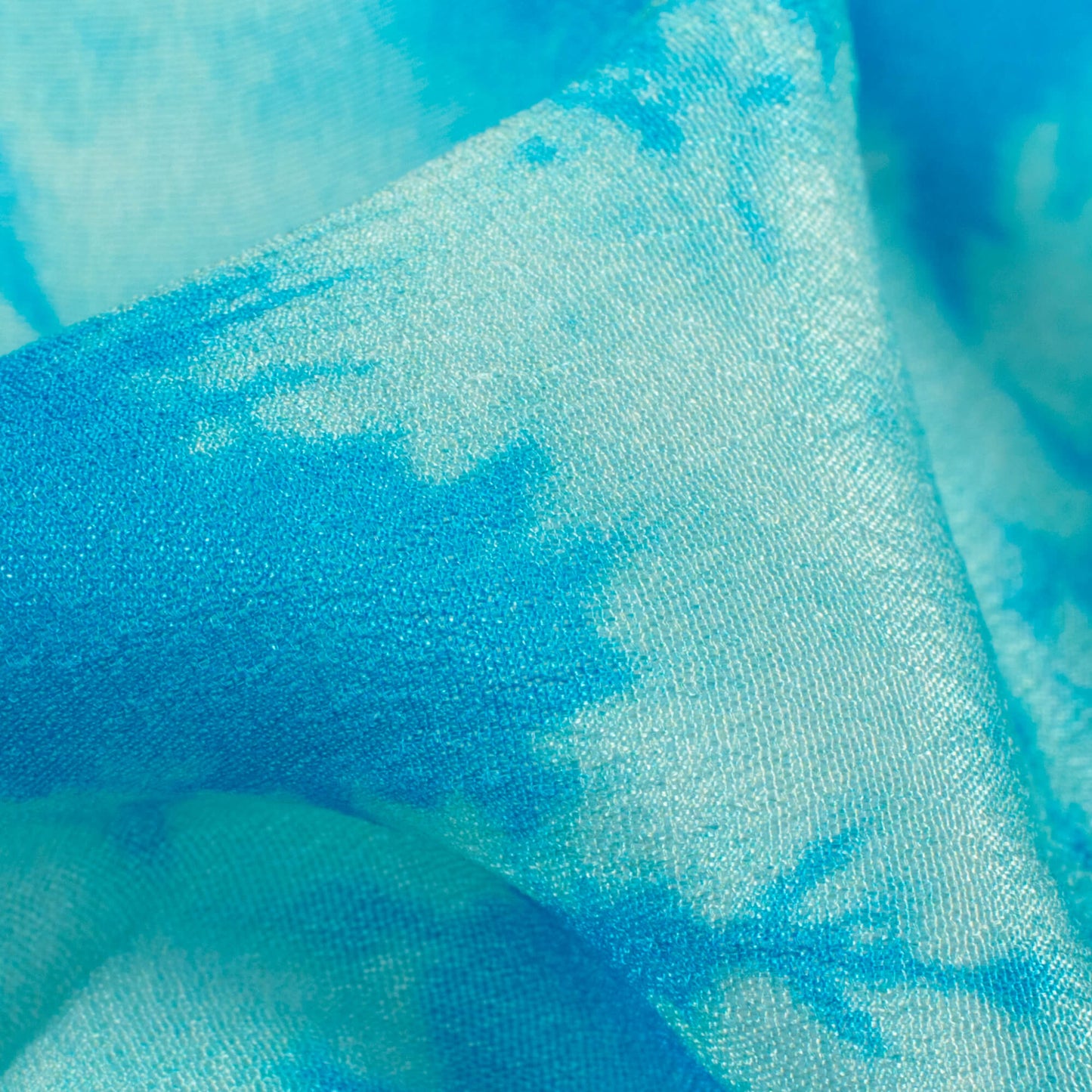 Olympic Blue Tye And Dye Pattern Digital Print Viscose Natural Crepe Fabric