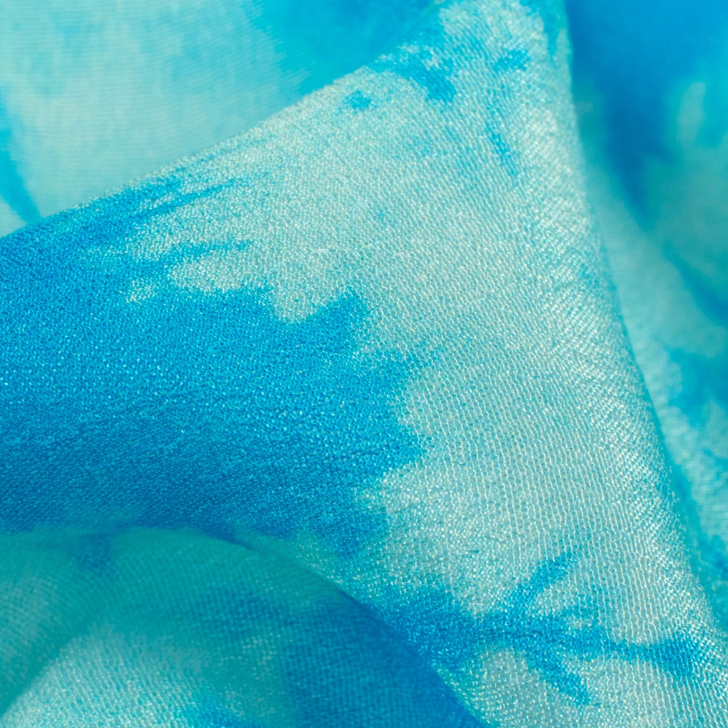 Olympic Blue Tie & Dye Pattern Digital Print Viscose Natural Crepe Fabric