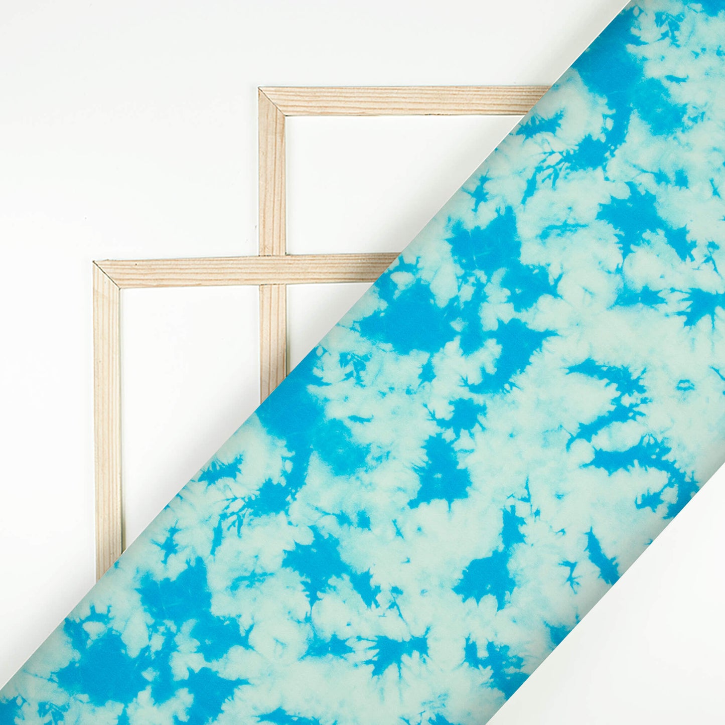 Olympic Blue Tye And Dye Pattern Digital Print Viscose Natural Crepe Fabric