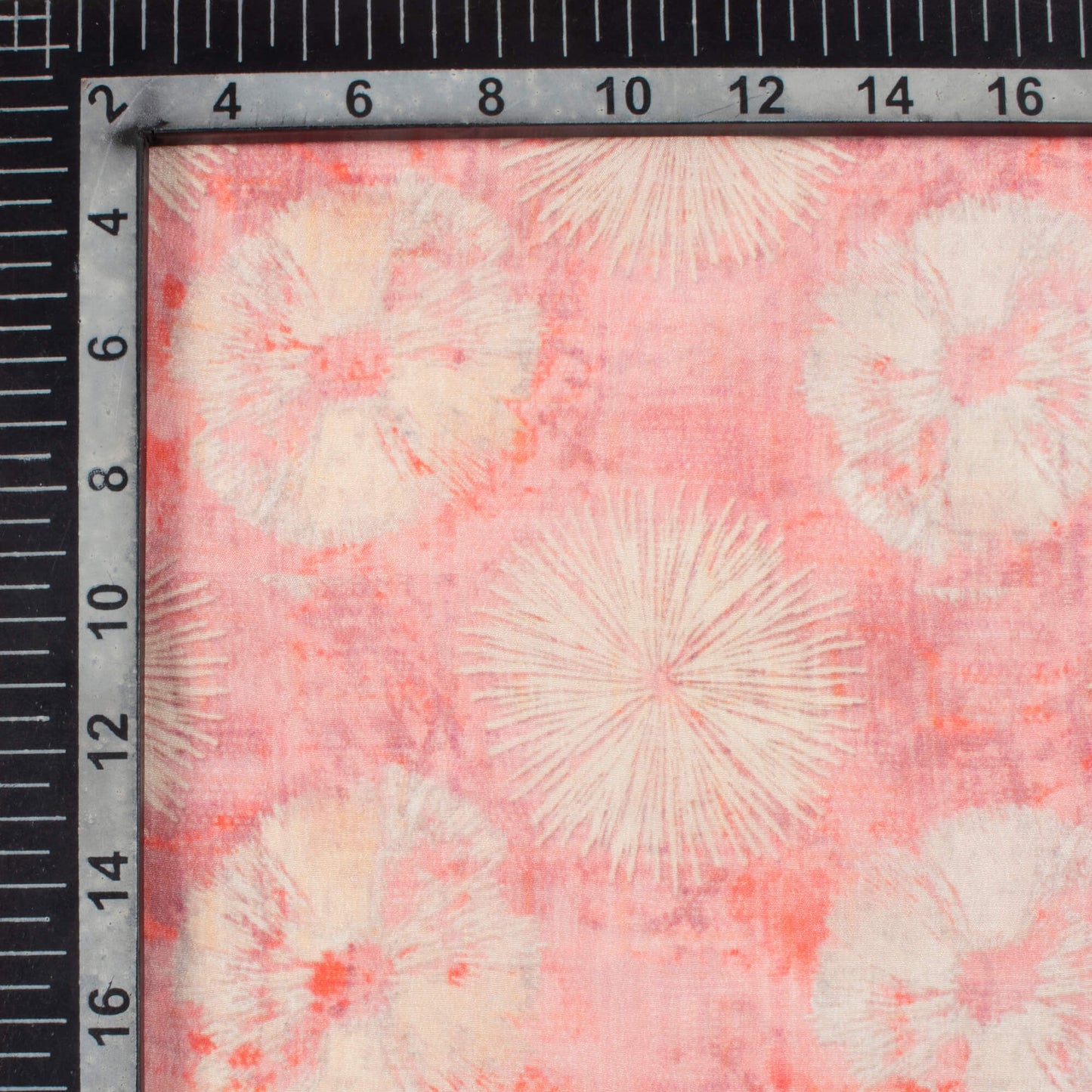 Flamingo Pink And Sand Beige Shiiborii Pattern Digital Print Viscose Natural Crepe Fabric