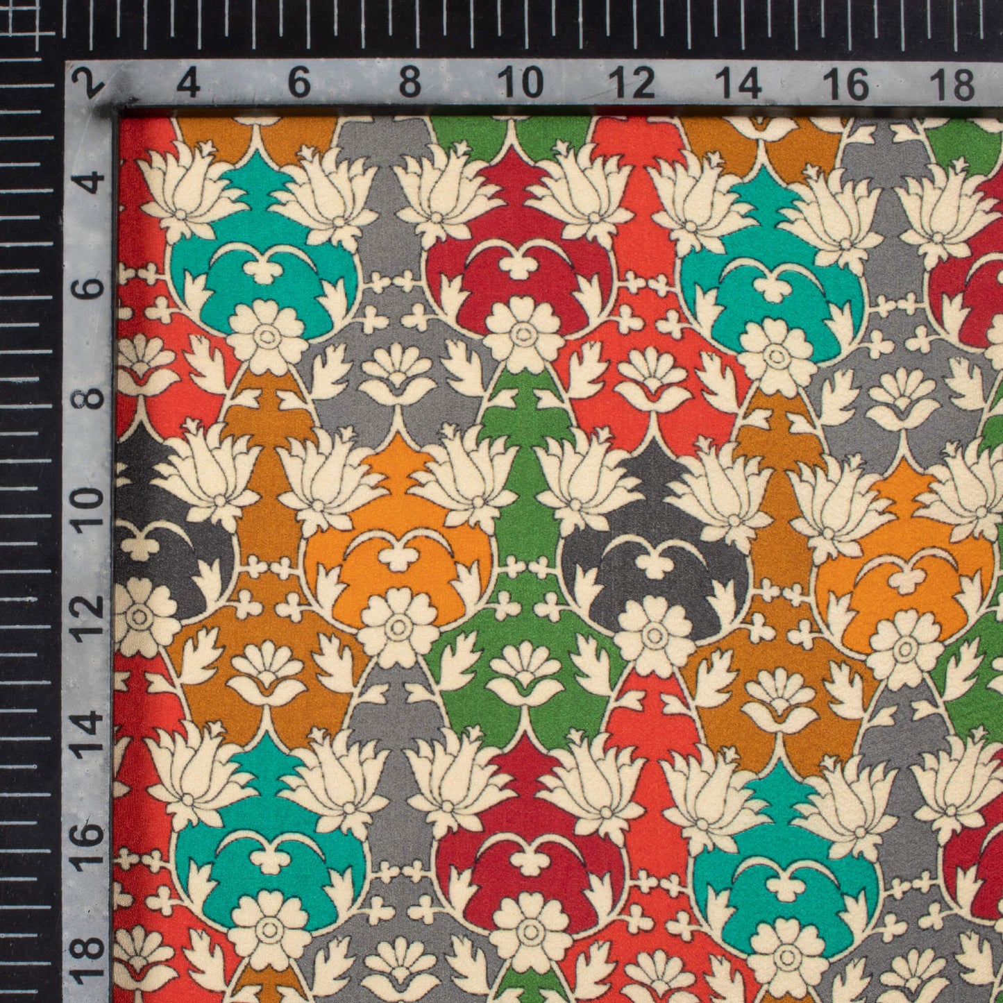 Multi-Color Floral Pattern Digital Print Viscose Natural Crepe Fabric