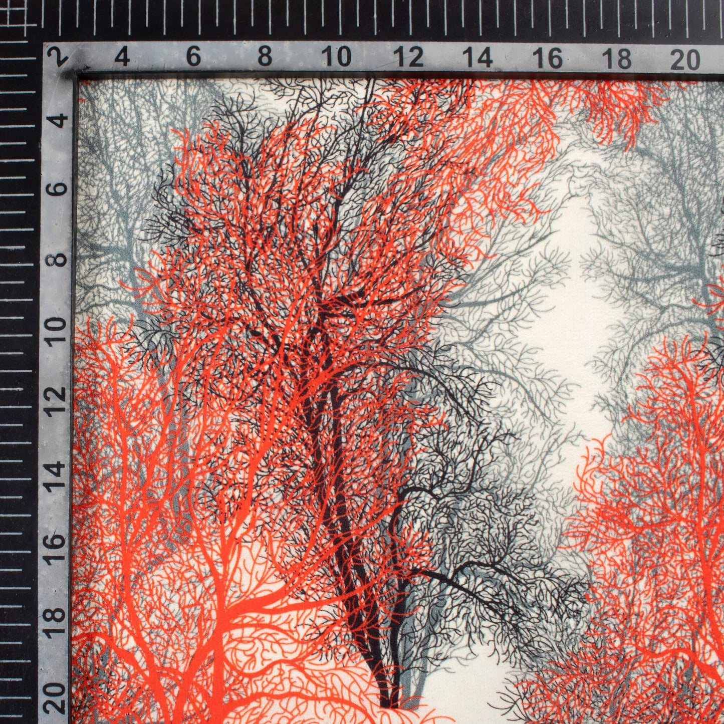 Persian Red And Grey Quirky Pattern Digital Print Viscose Natural Crepe Fabric
