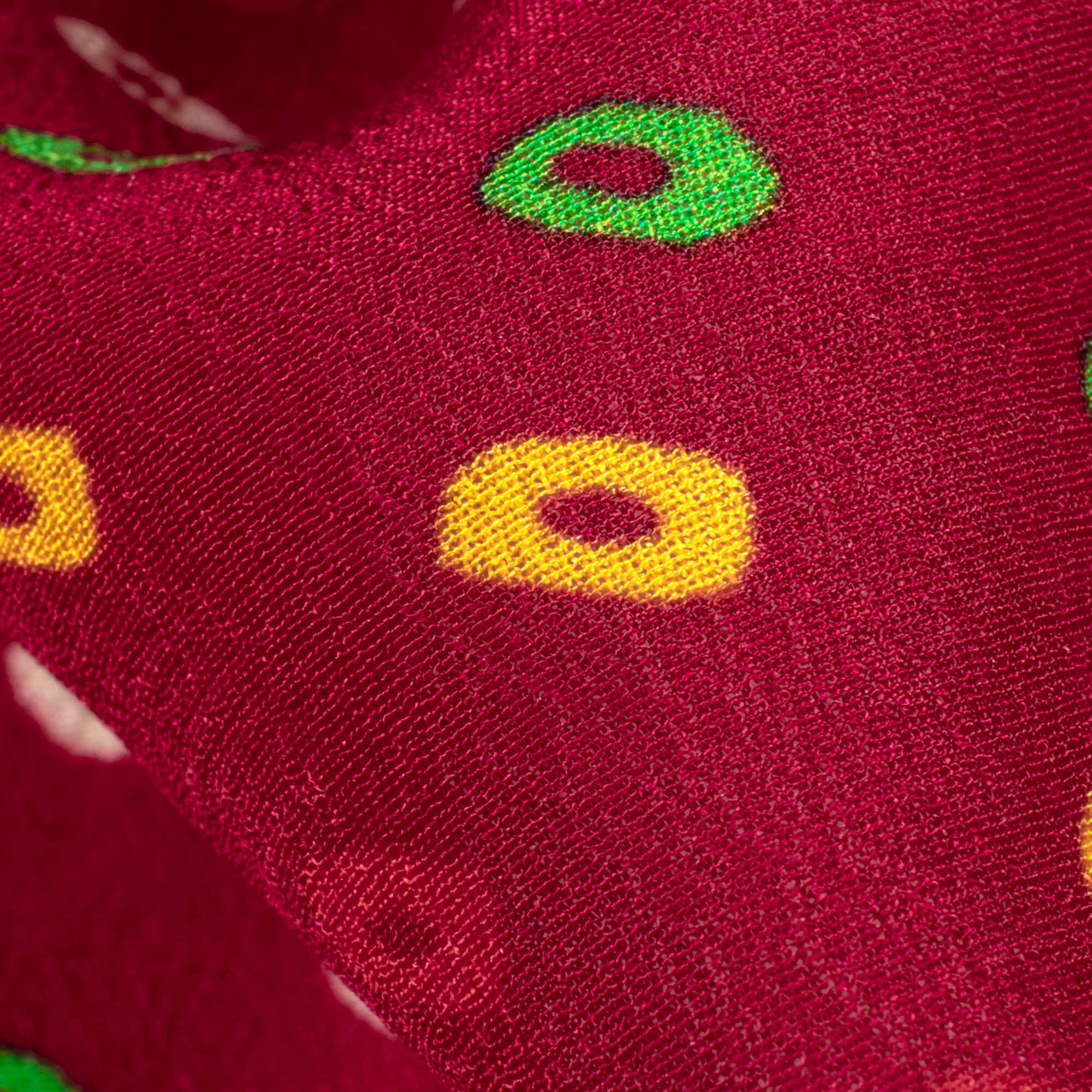 Maroon And Yellow Bandhanii Pattern Digital Print Viscose Natural Crepe Fabric