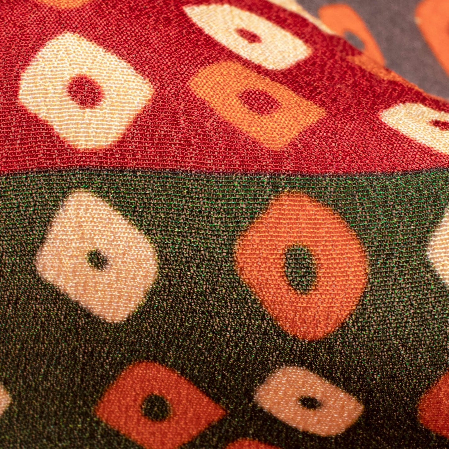 Blood Red And Cream Bandhanii Pattern Digital Print Viscose Natural Crepe Fabric