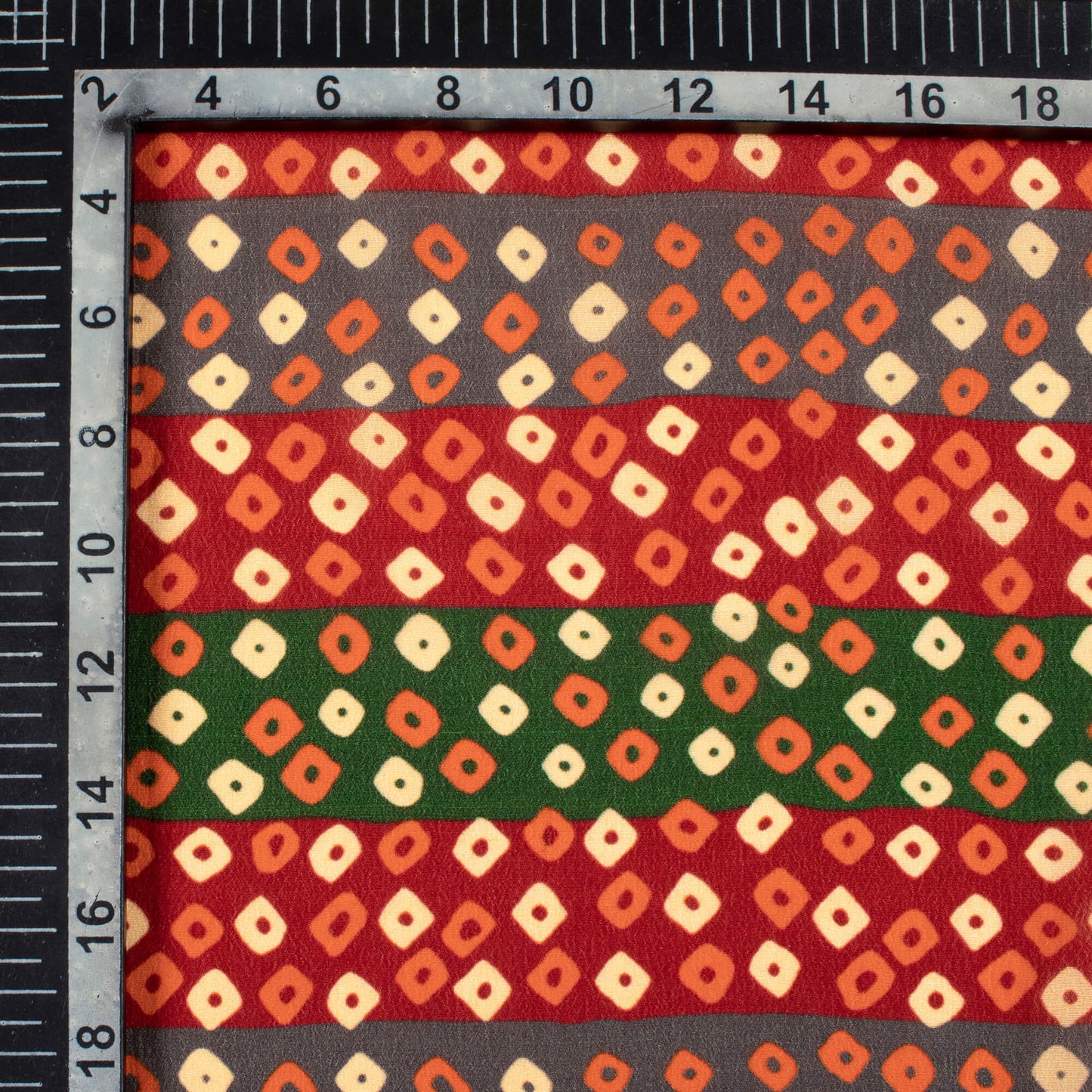 Blood Red And Cream Bandhanii Pattern Digital Print Viscose Natural Crepe Fabric