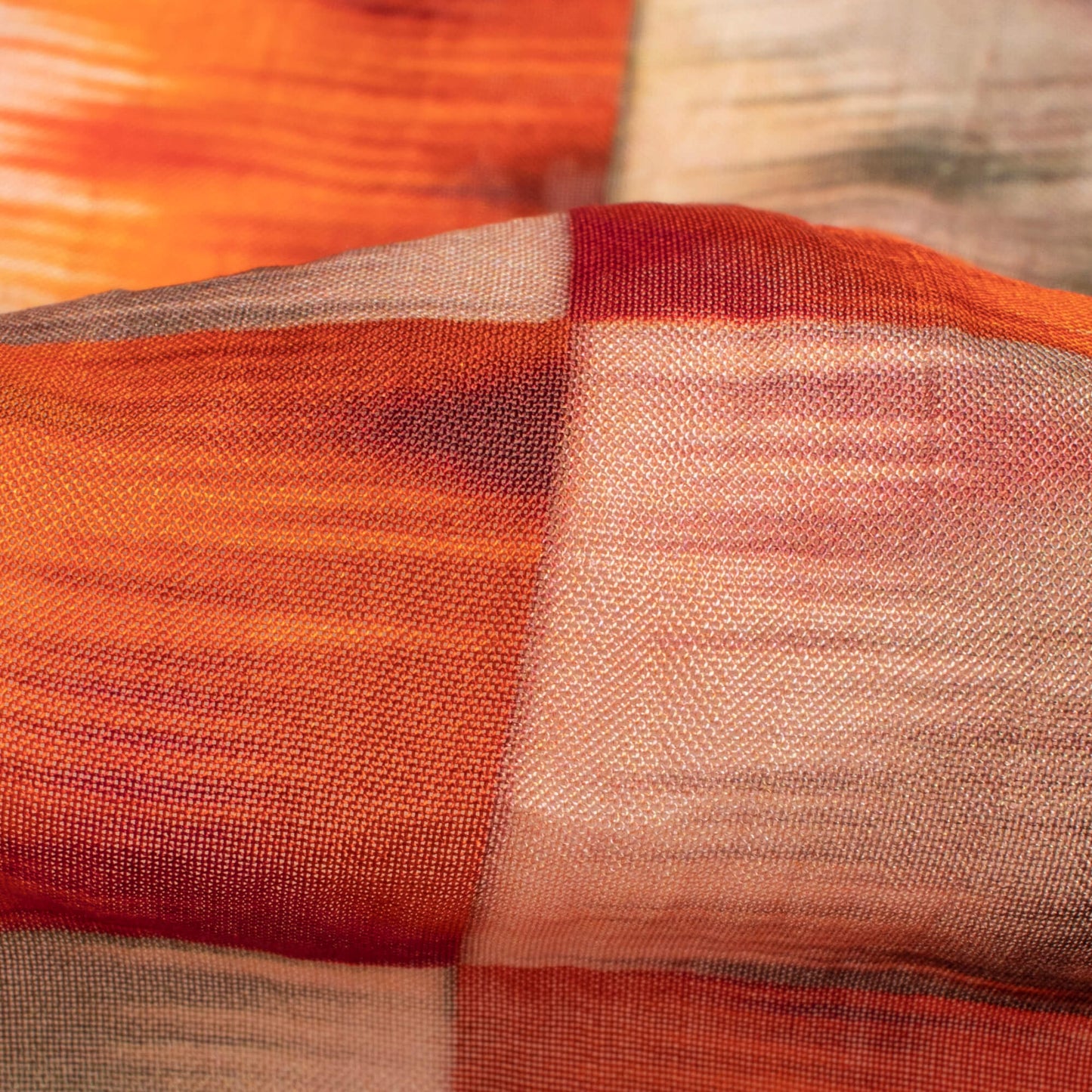 Red And Grey Checks Pattern Digital Print Viscose Paper Silk Fabric