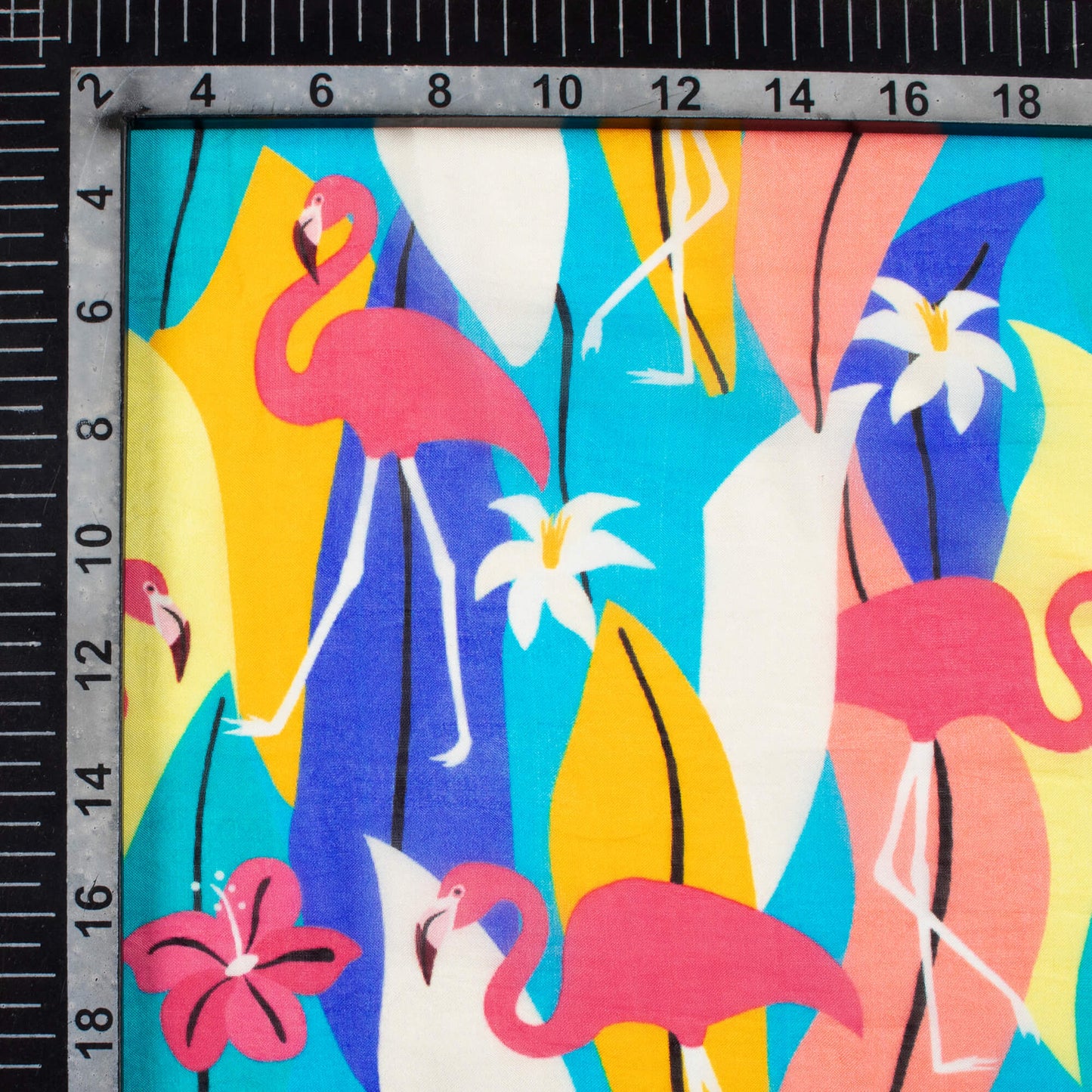 Multi-Color Bird Pattern Digital Print Viscose Paper Silk Fabric