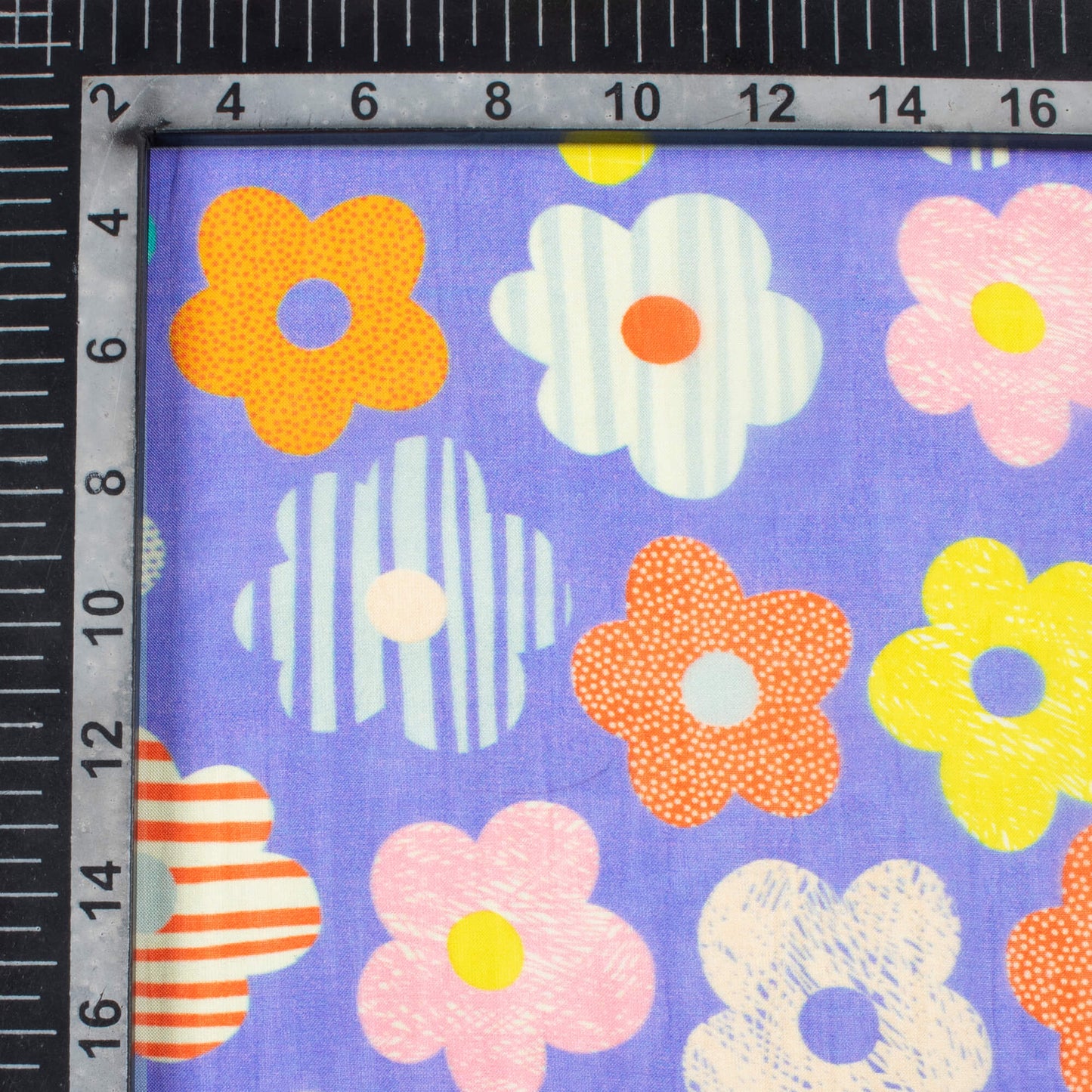 Iris Purple And Lemon Yellow Floral Pattern Digital Print Viscose Paper Silk Fabric