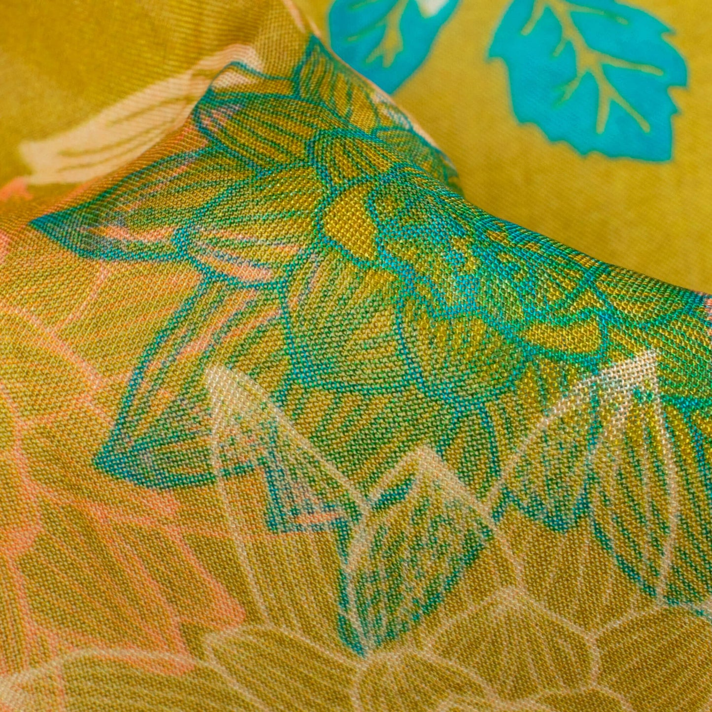 Earls Green And Pink Floral Pattern Digital Print Viscose Paper Silk Fabric