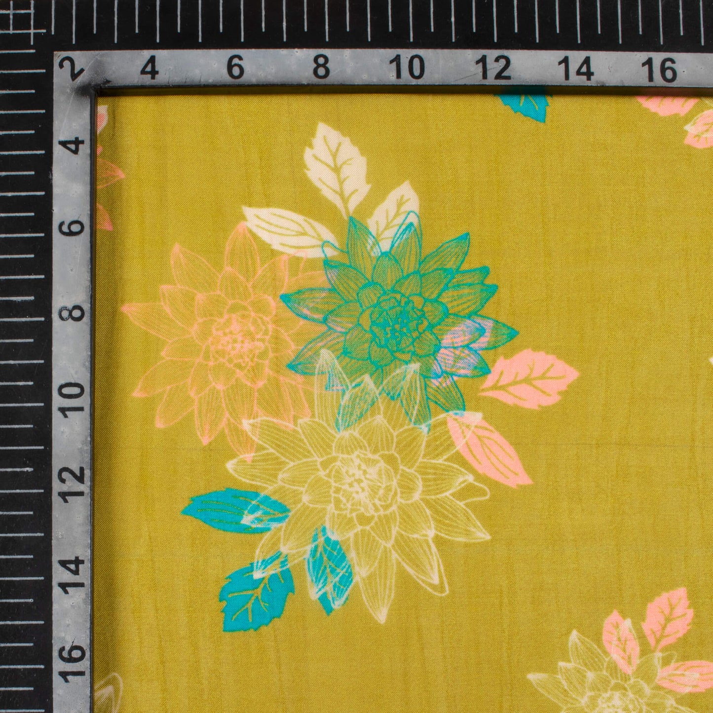 Earls Green And Pink Floral Pattern Digital Print Viscose Paper Silk Fabric
