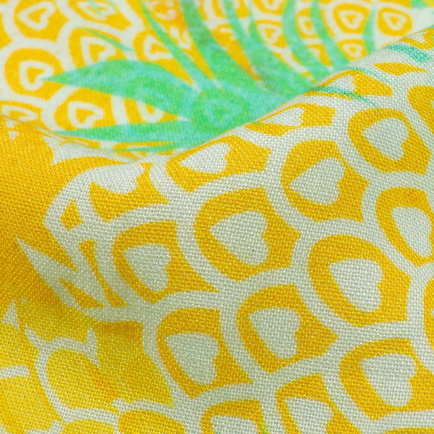 Bumblebee Yellow And Persian Green Quirky Pattern Digital Print Viscose Rayon Fabric (Width 58 Inches)