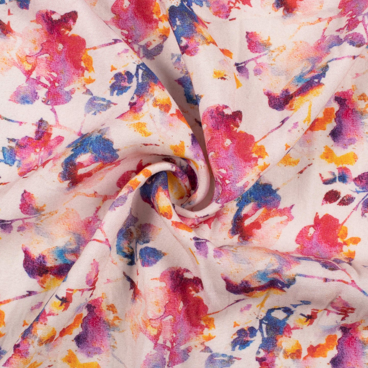 Pastel Pink And Sangria Purple Floral Pattern Digital Print Viscose Rayon Fabric (Width 58 Inches)