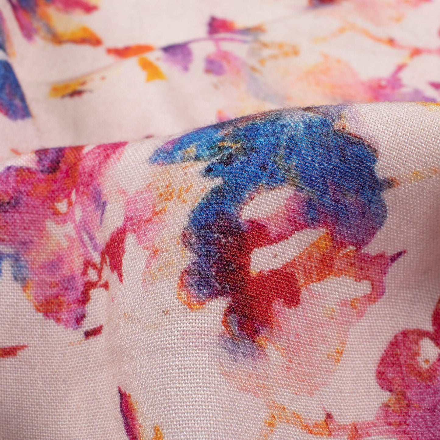 Pastel Pink And Sangria Purple Floral Pattern Digital Print Viscose Rayon Fabric (Width 58 Inches)