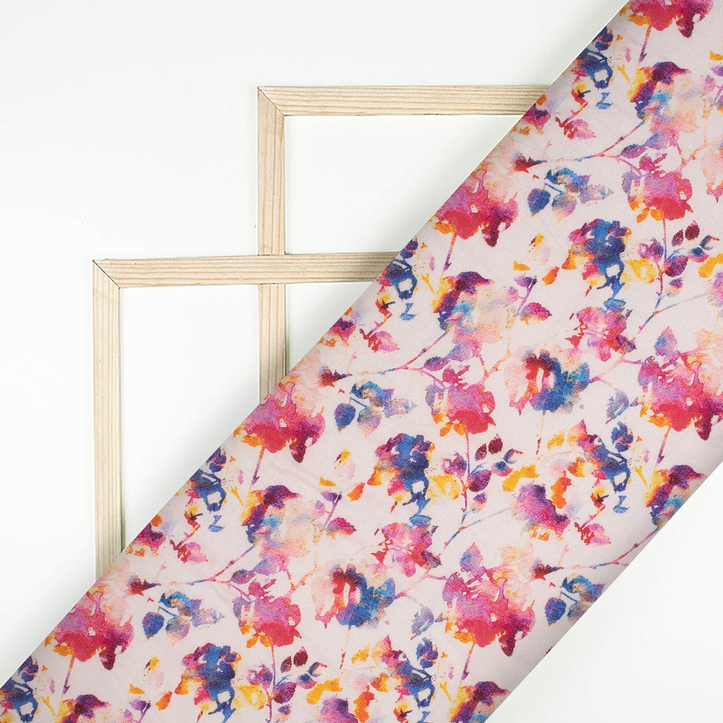 Pastel Pink And Sangria Purple Floral Pattern Digital Print Viscose Rayon Fabric (Width 58 Inches)