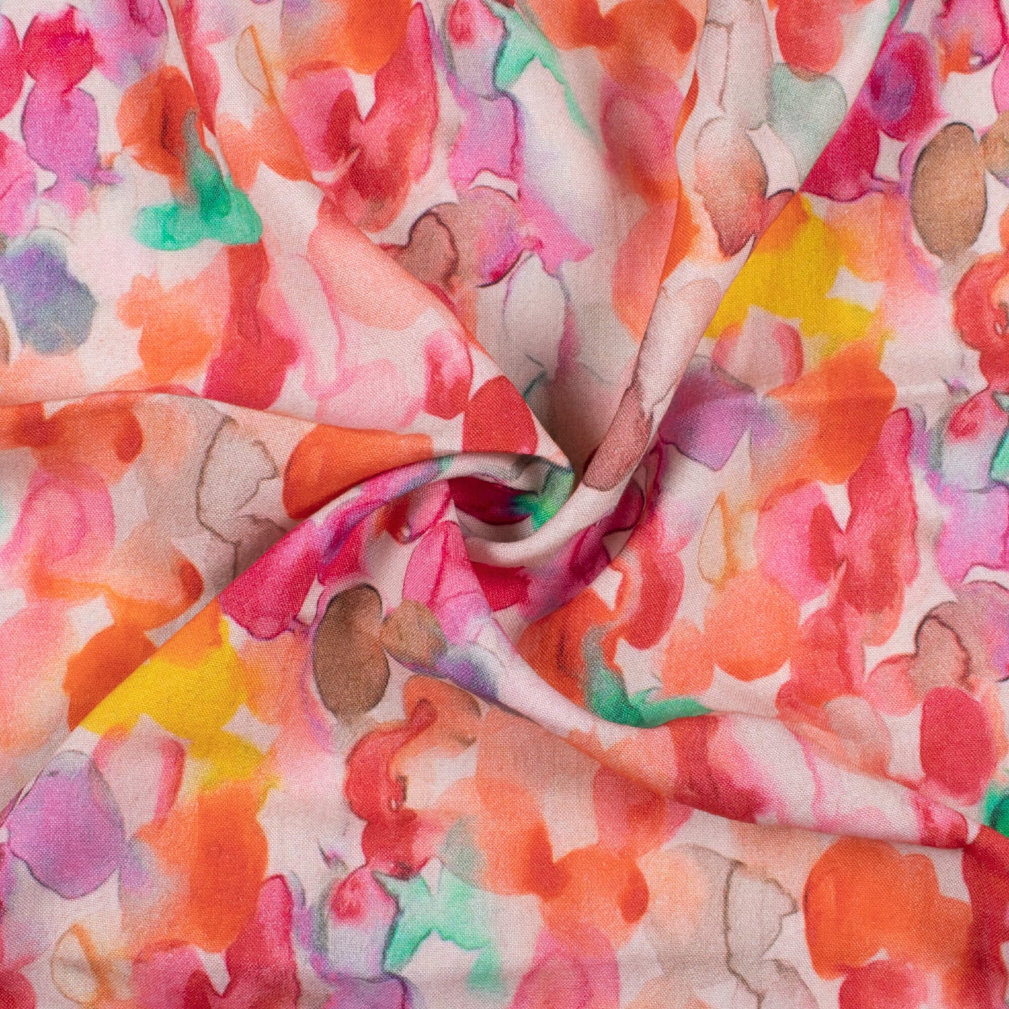 Vermilion Red And Iris Purple Abstract Pattern Digital Print Viscose Rayon Fabric (Width 58 Inches)