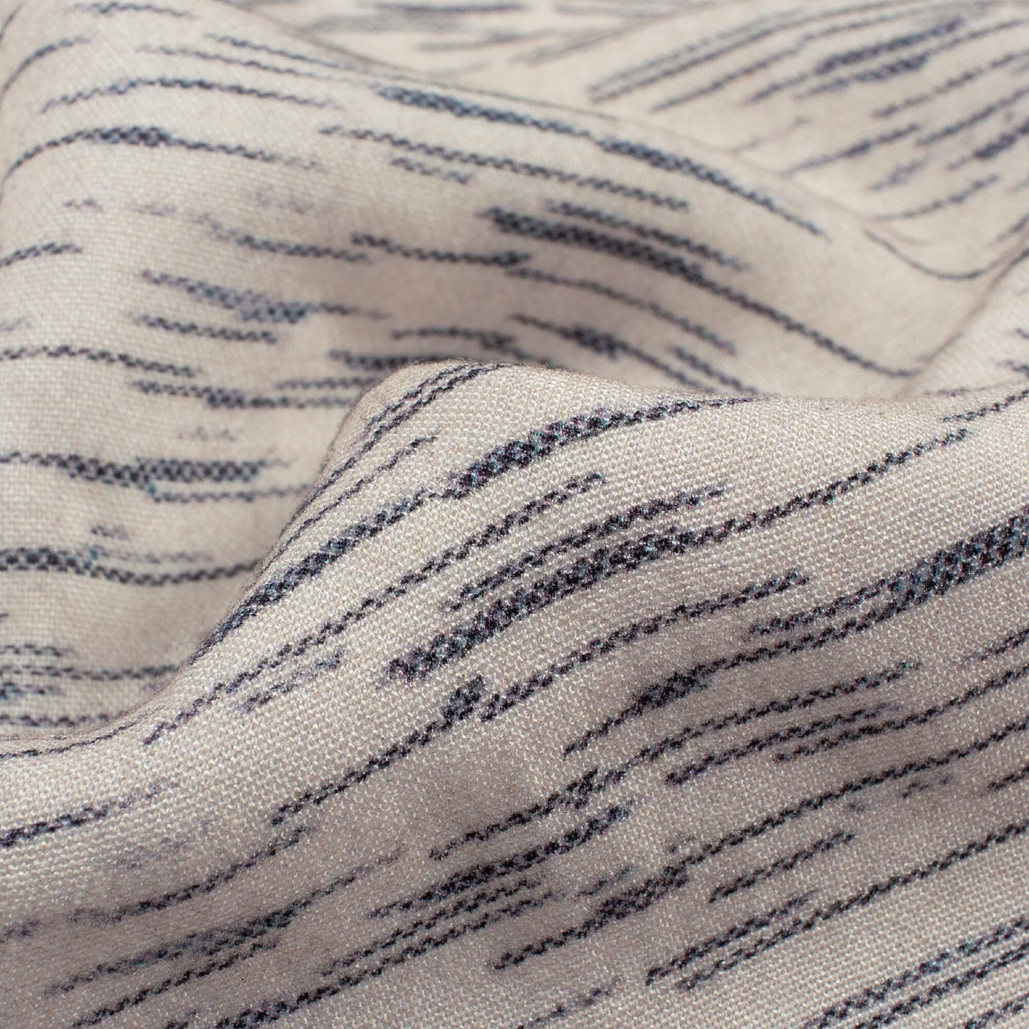 Off White And Dark Blue Abstract Pattern Digital Print Viscose Rayon Fabric (Width 58 Inches)