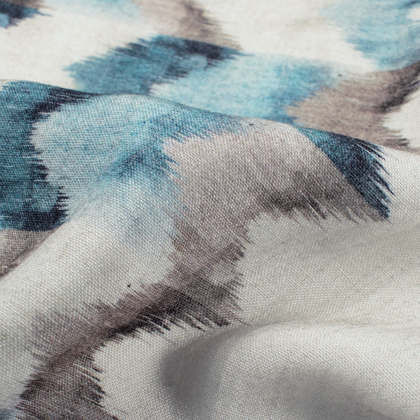 White And Stone Blue Chevron Pattern Digital Print Viscose Rayon Fabric (Width 58 Inches)