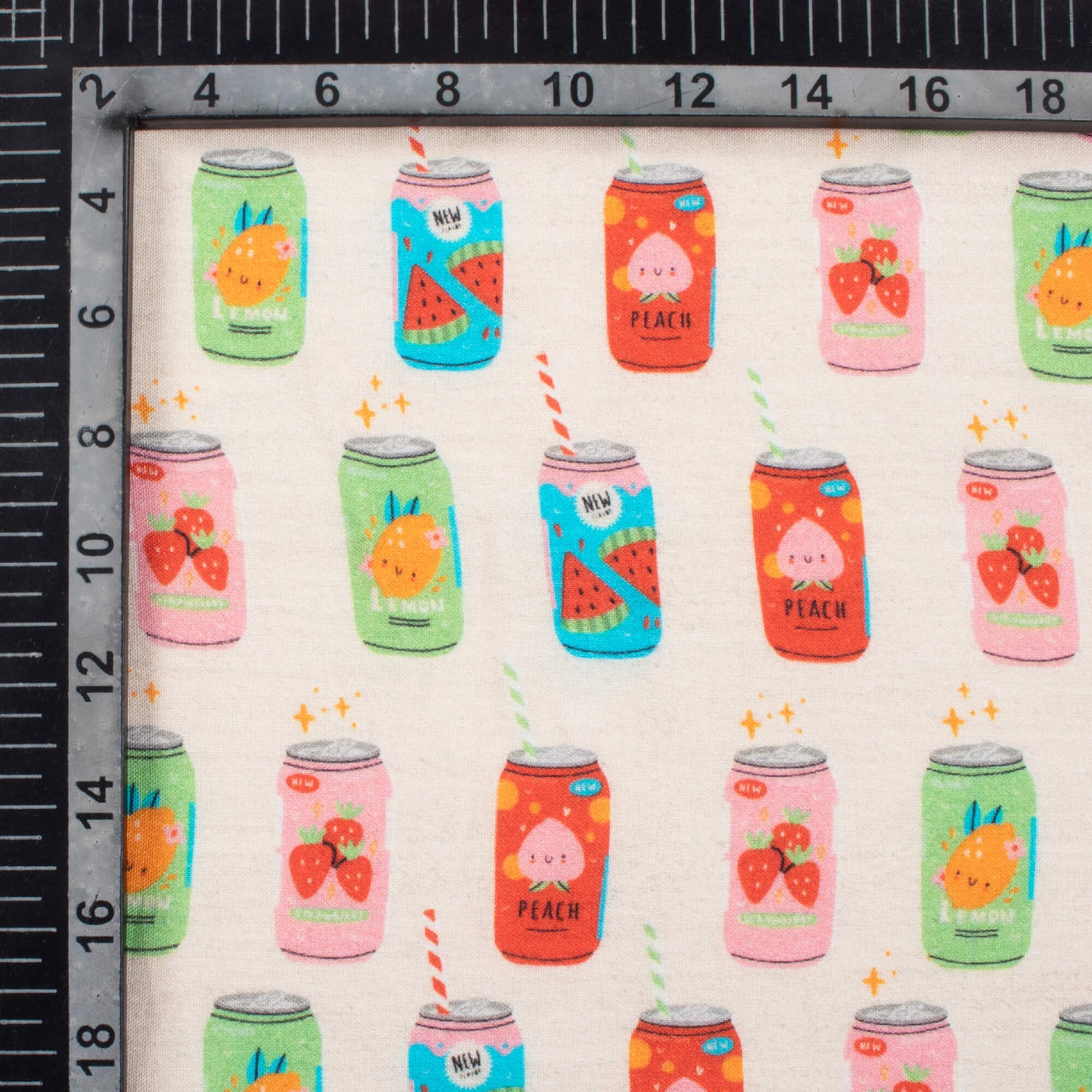 Pastel Peach And Vermilion Red Quirky Pattern Digital Print Viscose Rayon Fabric (Width 58 Inches)