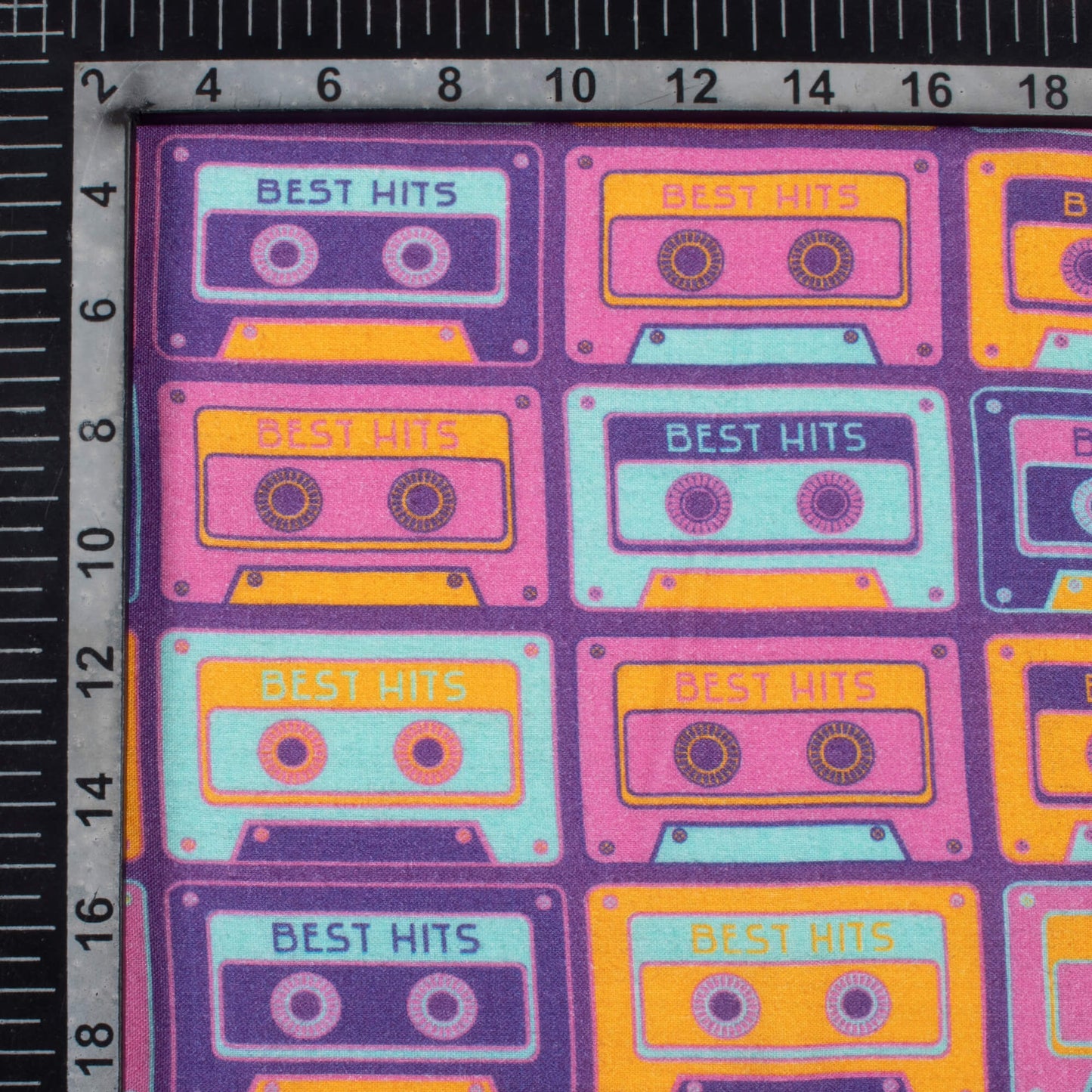 Plum Purple And Sky Blue Quirky Pattern Digital Print Viscose Rayon Fabric (Width 58 Inches)