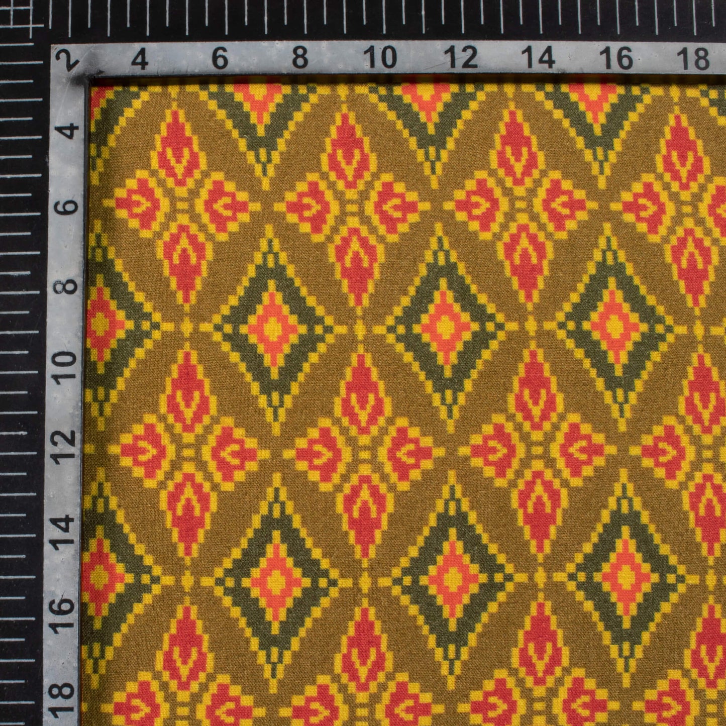 Dijon Yellow And Red Patolaa Pattern Digital Print Viscose Rayon Fabric (Width 58 Inches)