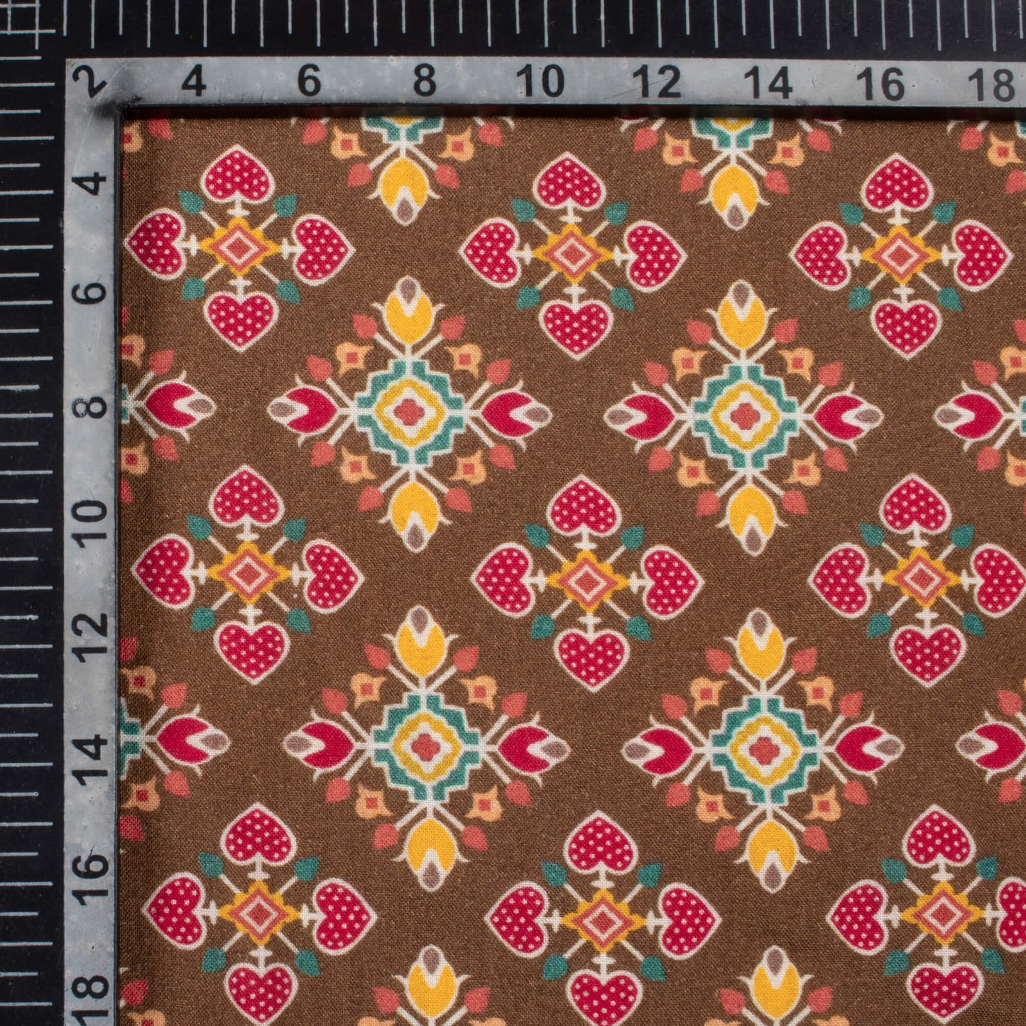 Cedar Brown And Magenta Purple Patolaa Pattern Digital Print Viscose Rayon Fabric (Width 58 Inches)