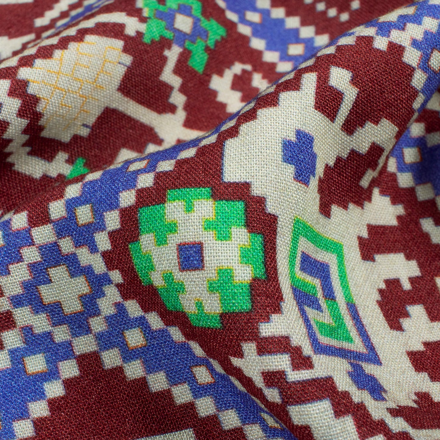 Coffee Brown And Paris Green Patolaa Pattern Digital Print Viscose Rayon Fabric (Width 58 Inches)