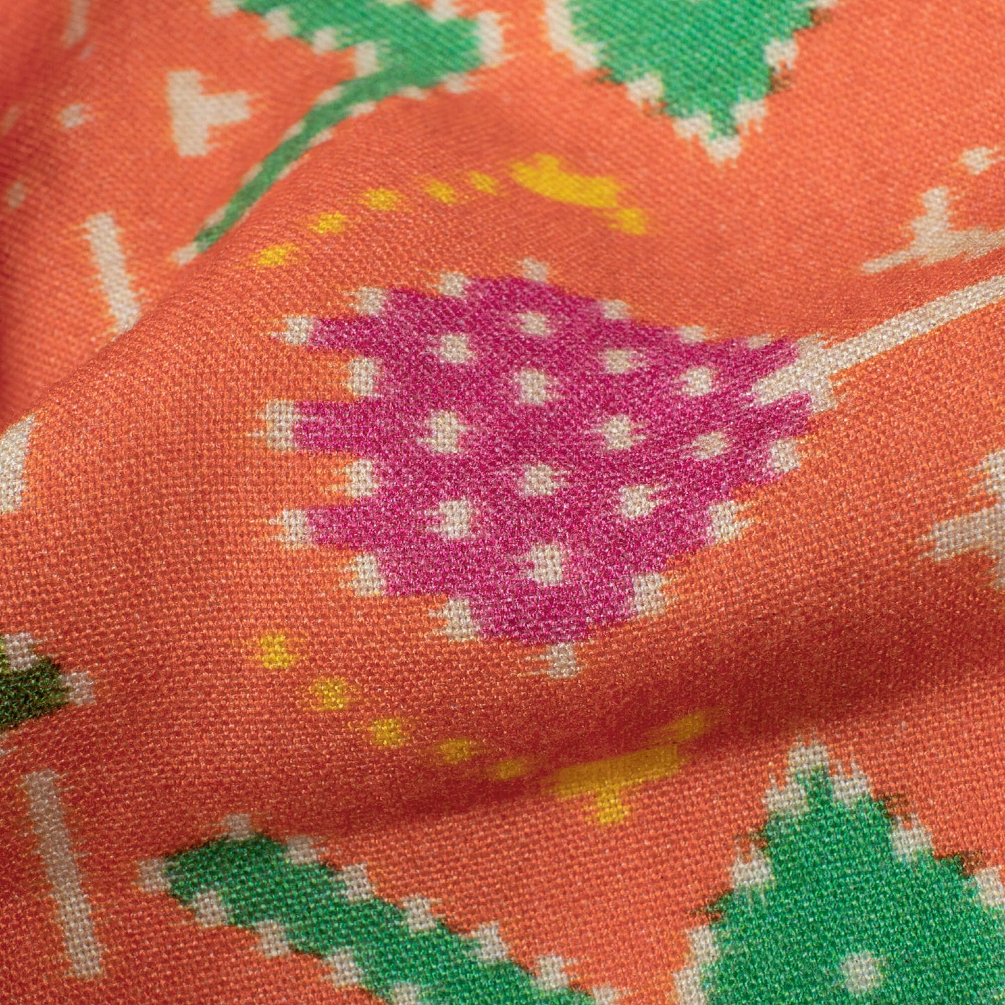 Burnt Orange And Paris Green Patolaa Pattern Digital Print Viscose Rayon Fabric (Width 58 Inches)