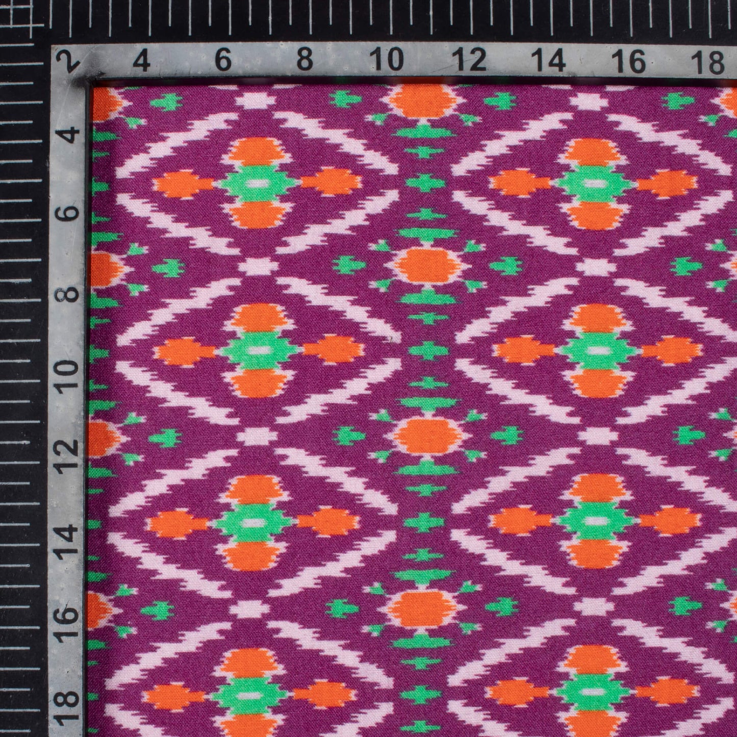 Violet Purple And Orange Patolaa Pattern Digital Print Viscose Rayon Fabric (Width 58 Inches)