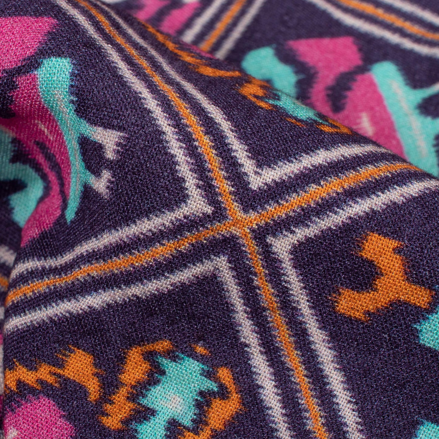 Dark Purple And Fuchsia Pink Patolaa Pattern Digital Print Viscose Rayon Fabric (Width 58 Inches)