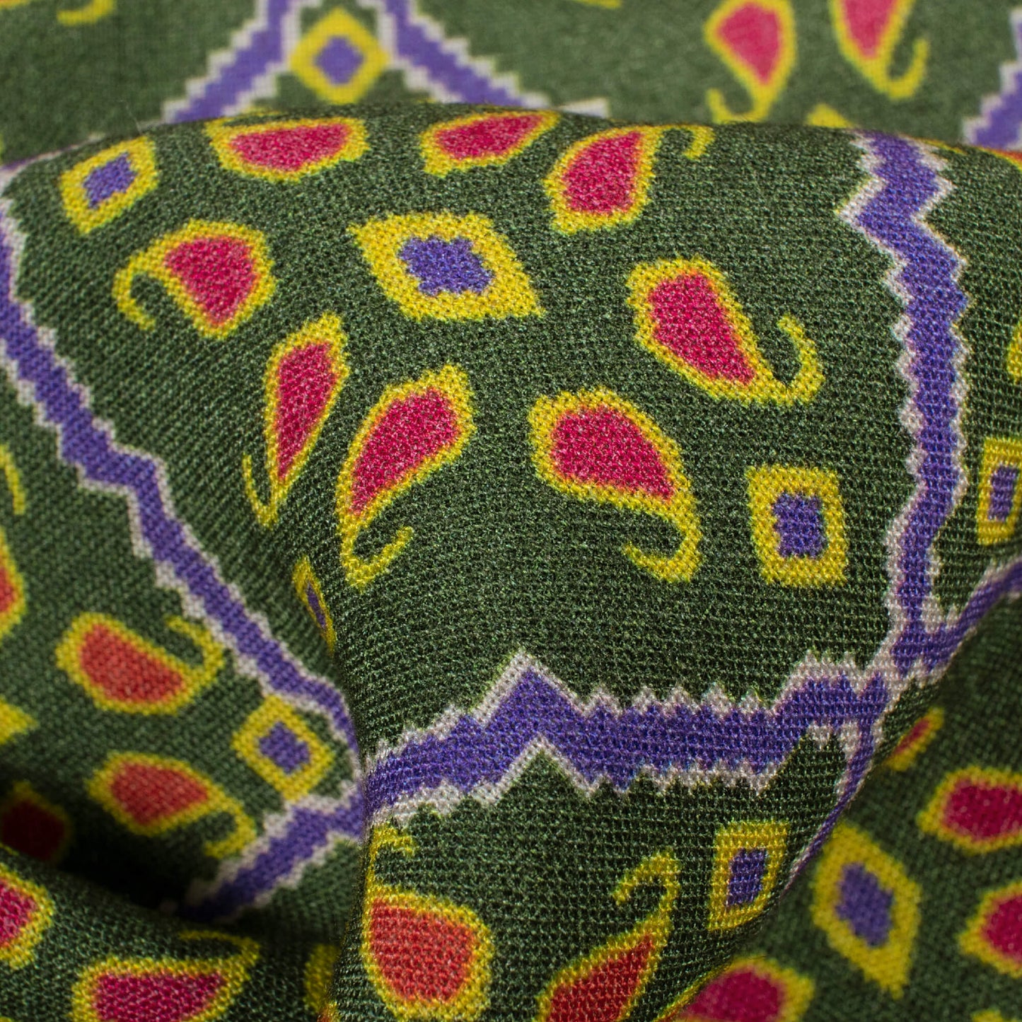 Forest Green And Red Patolaa Pattern Digital Print Viscose Rayon Fabric (Width 58 Inches)