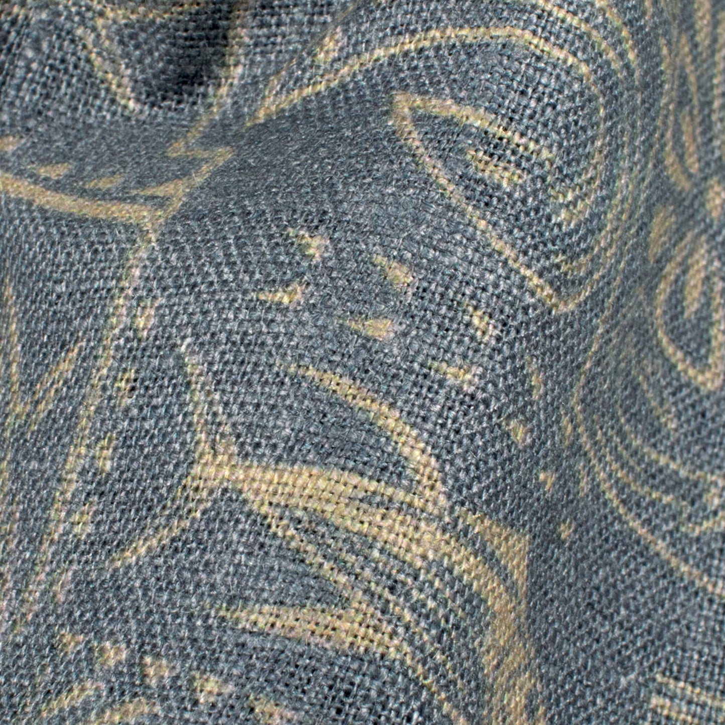 Slate Grey And Beige Quirky Pattern Digital Print Premium Swiss Linen Fabric